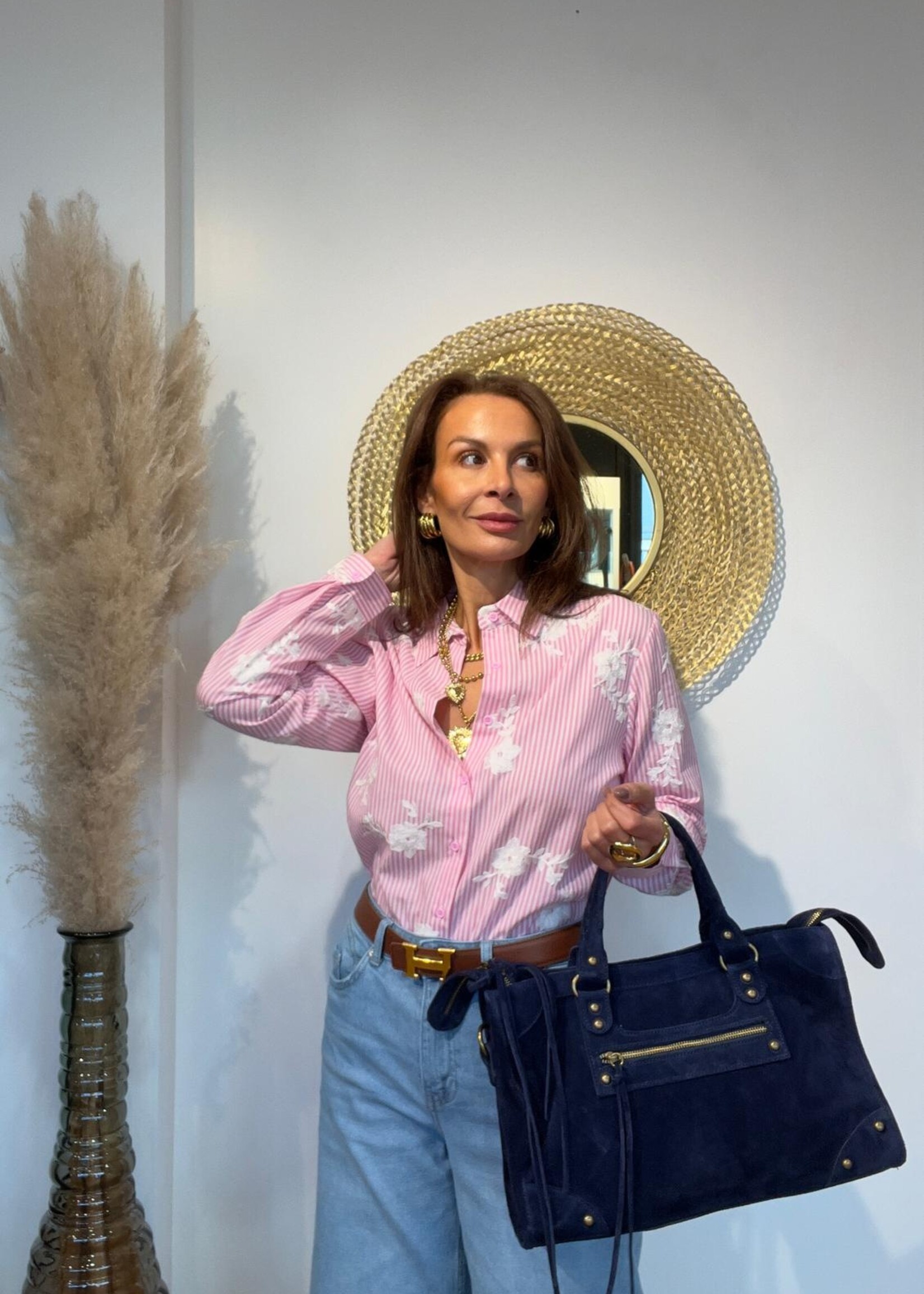 CHEMISE A RAYURES ET BRODERIES