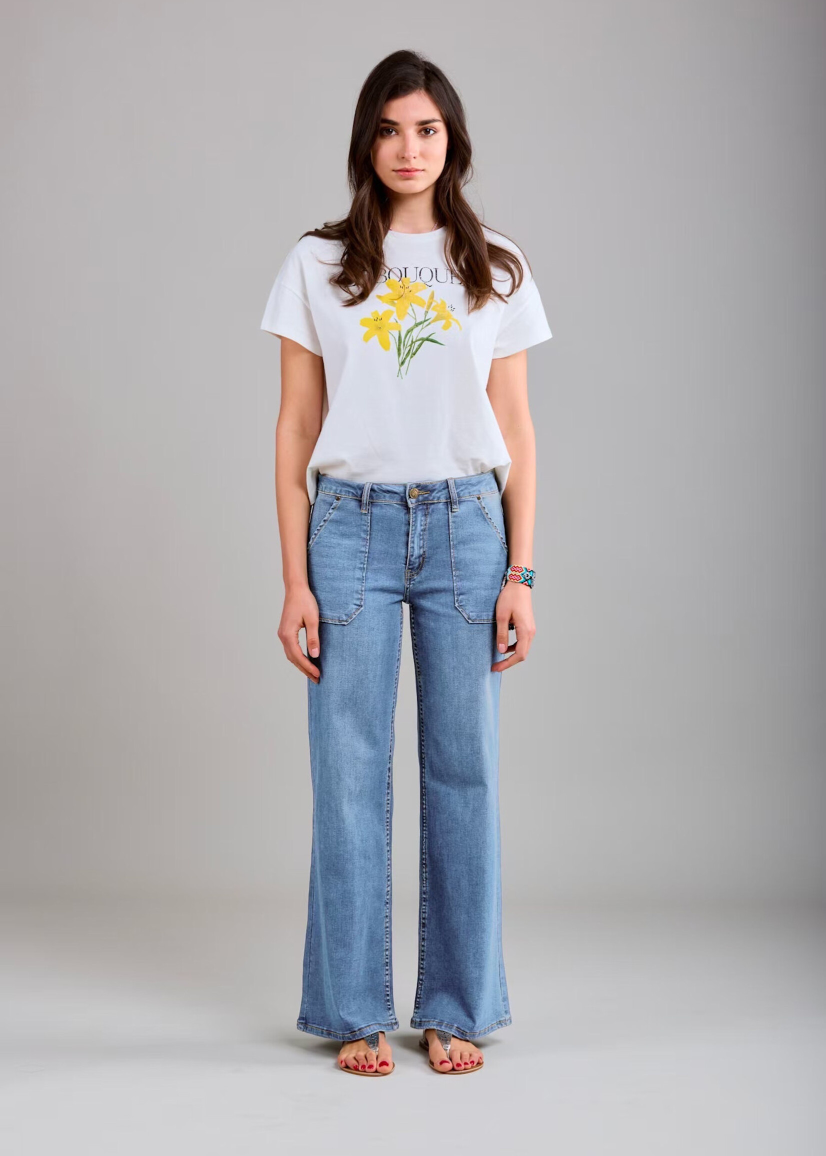 TOXIK3 TOXIK3 HOGE TAILLE FLARE BROEK MET GROTE ZAKKEN