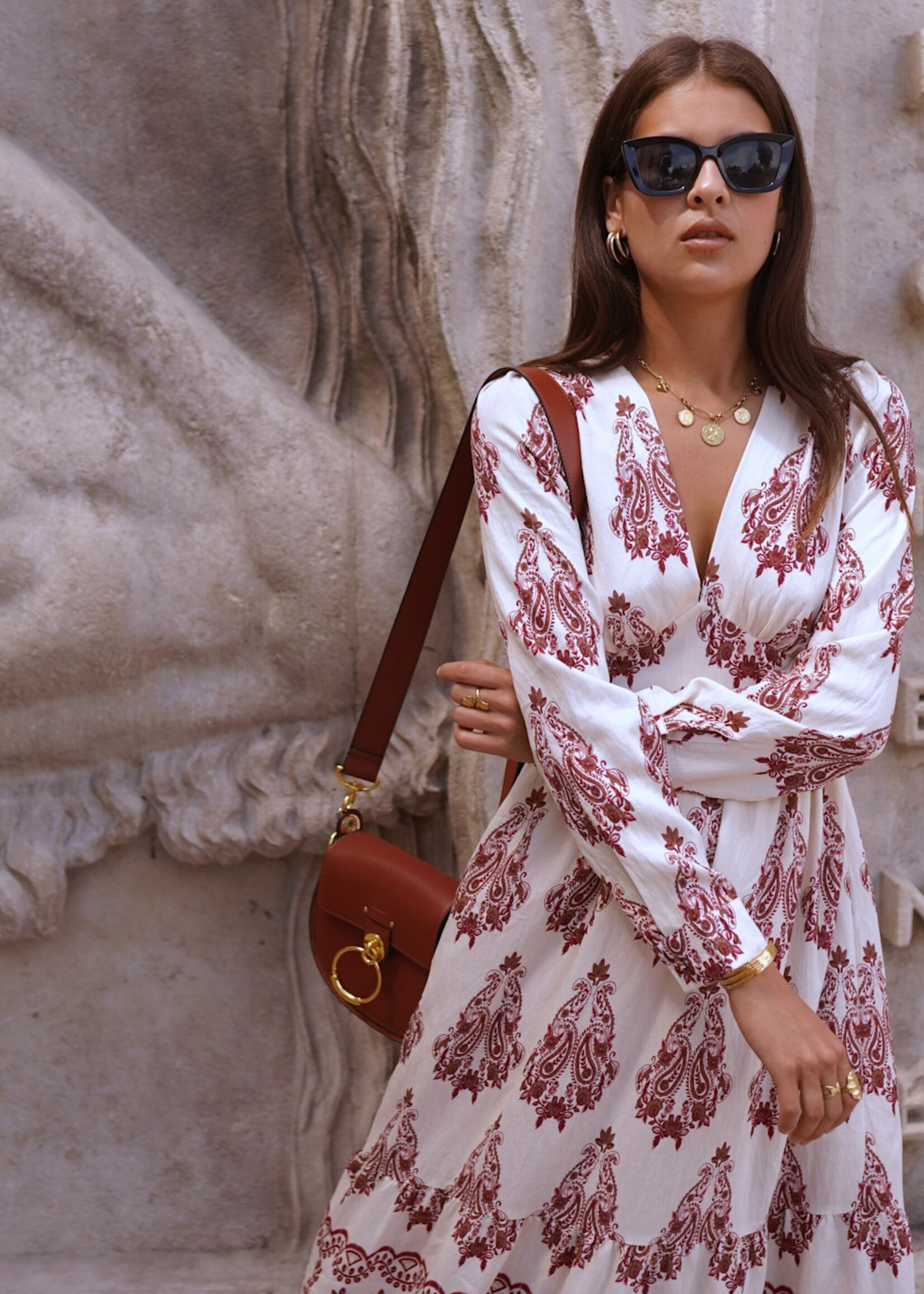 LANGE BOHO JURK MET LANGE MOUWEN