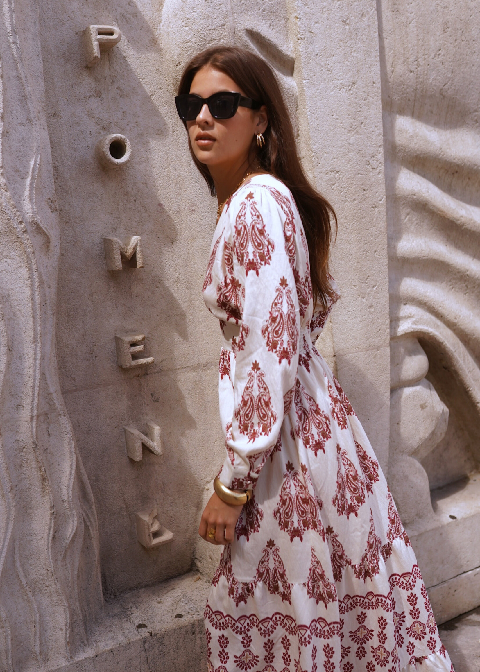 LANGE BOHO JURK MET LANGE MOUWEN