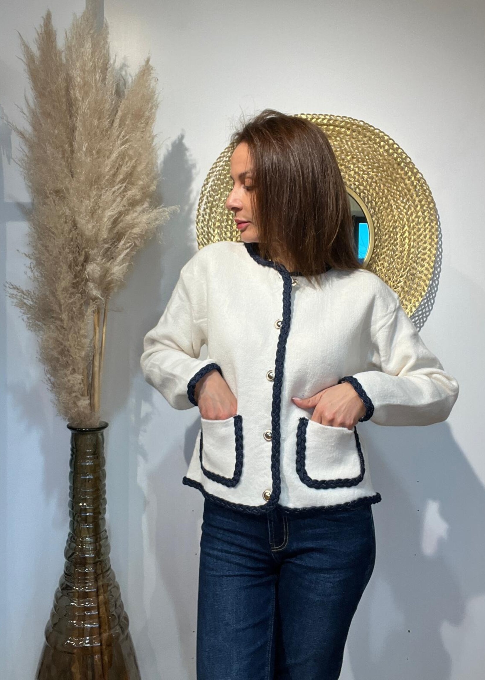 GILET A BOUTONS DORÉS DETAIL POCHES - ONE SIZE