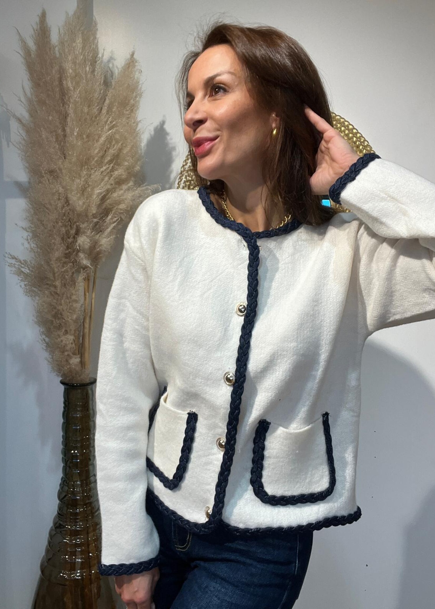 GILET A BOUTONS DORÉS DETAIL POCHES - ONE SIZE