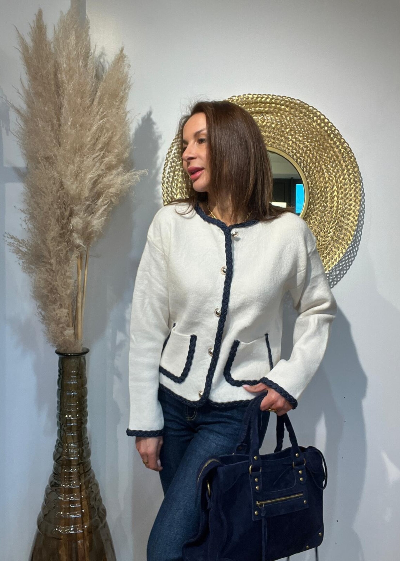 GILET ECRU A BOUTONS DORÉS DETAIL POCHES - ONE SIZE