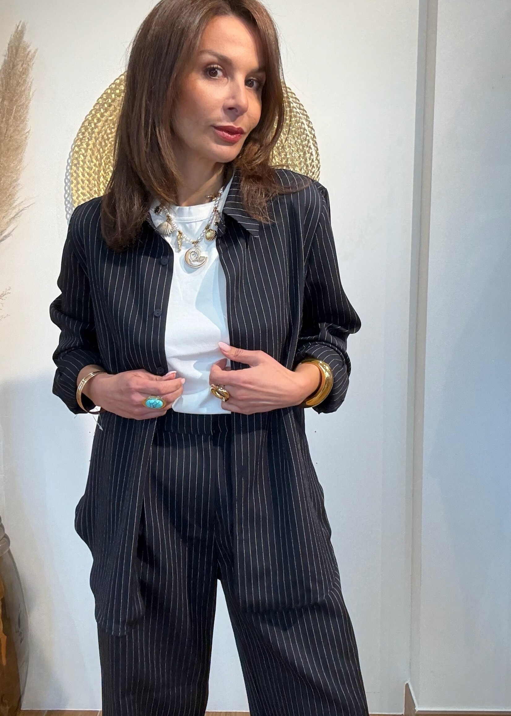 PANTALON LARGE A RAYURES