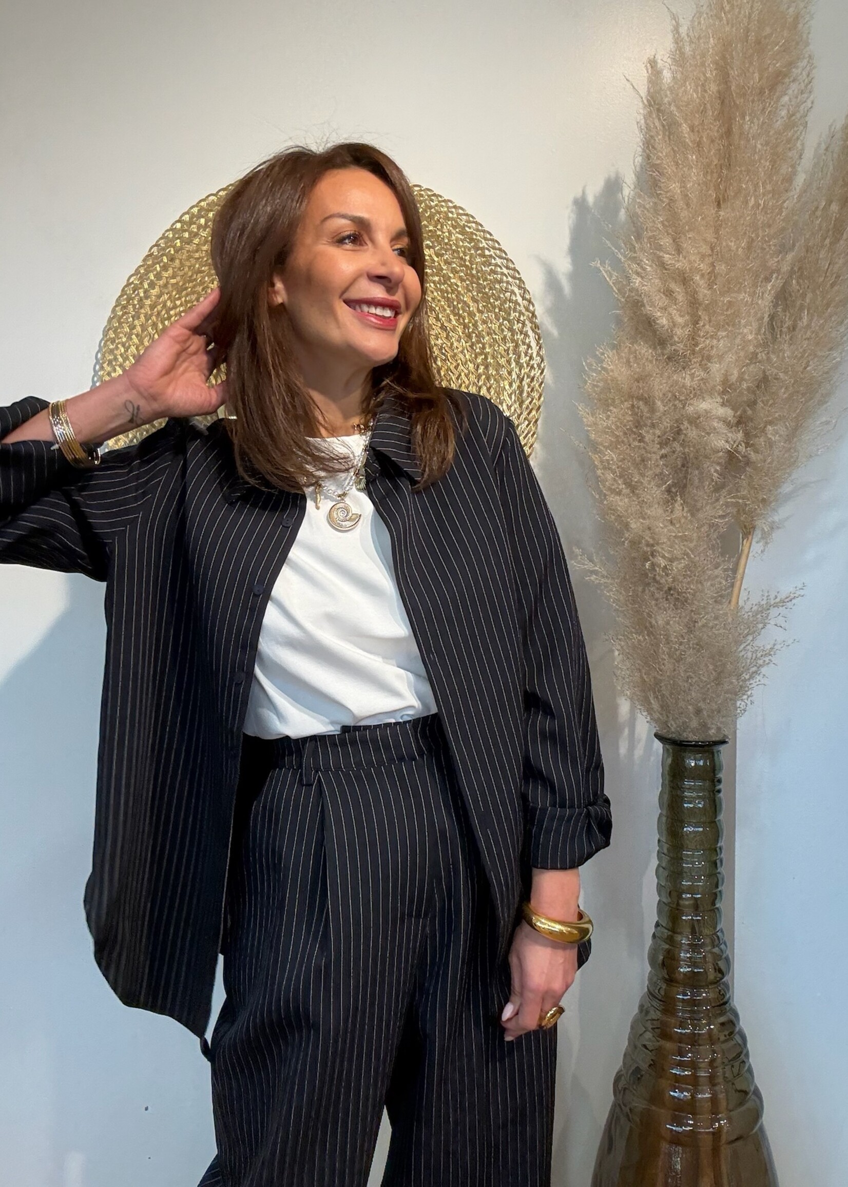 PANTALON LARGE A RAYURES