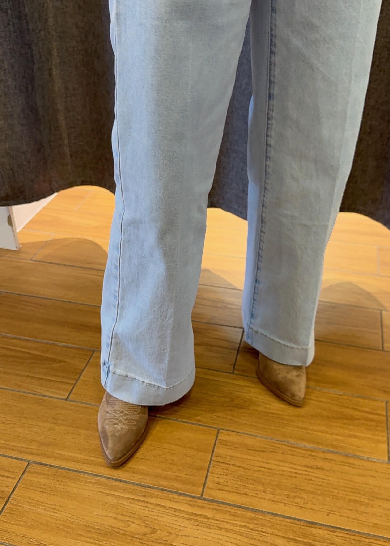 ORAIJE Jean Vienna Wide écru à fines rayures – Taille haute