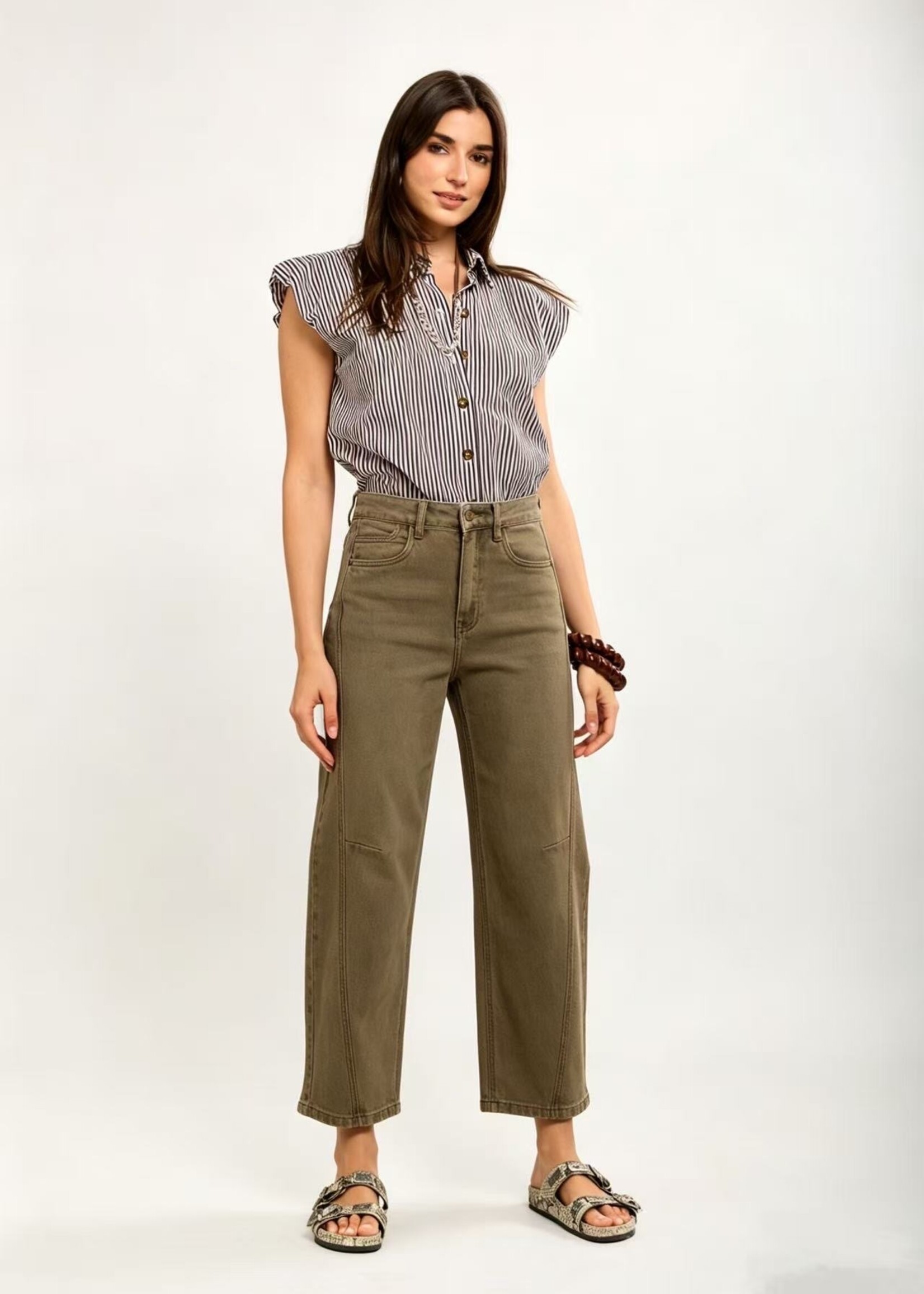 TOXIK3 TOXIK3 PANTALON JEAN BALLOON CROPPED DENIM STRETCH