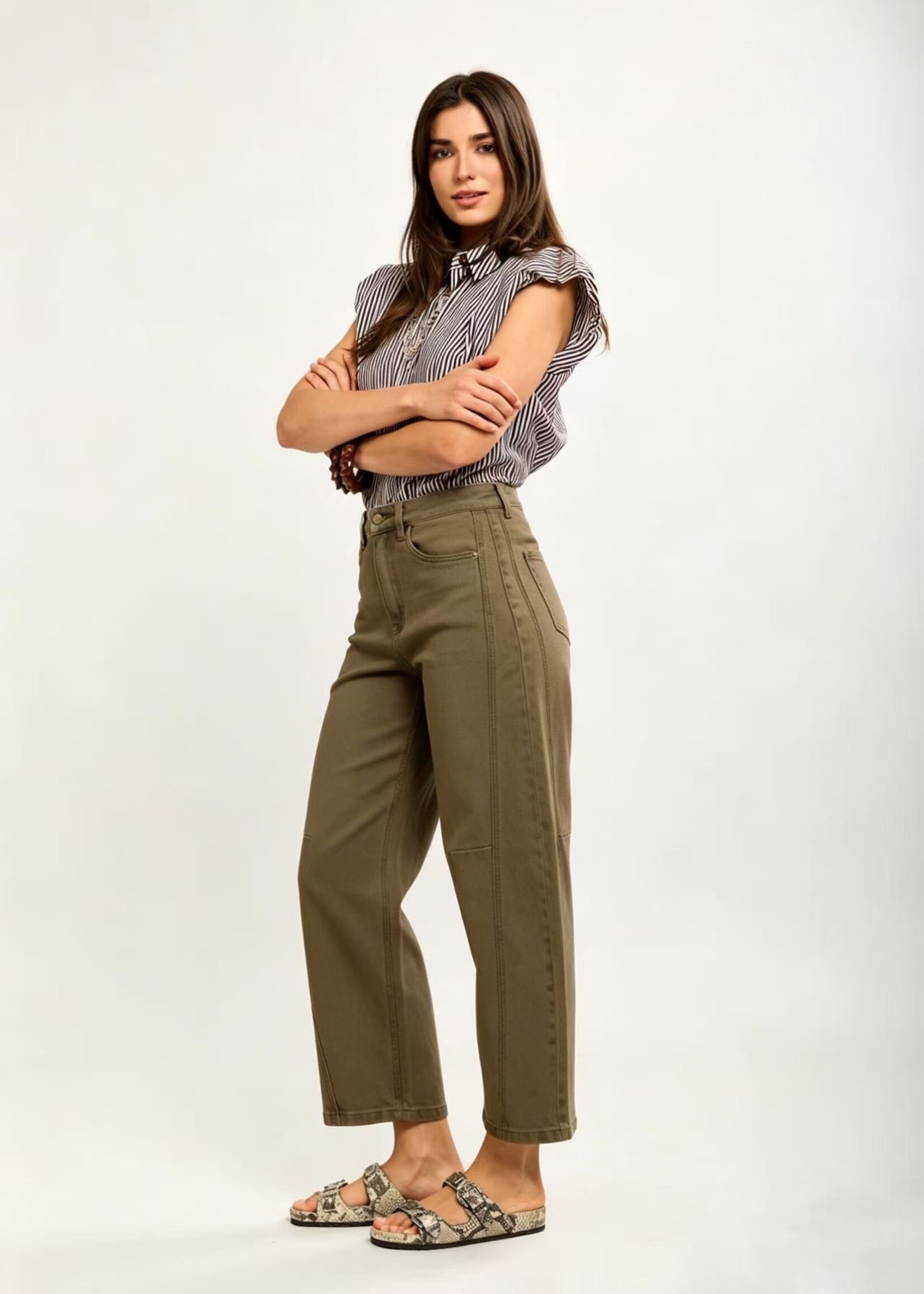 TOXIK3 TOXIK3 PANTALON JEAN BALLOON CROPPED DENIM STRETCH