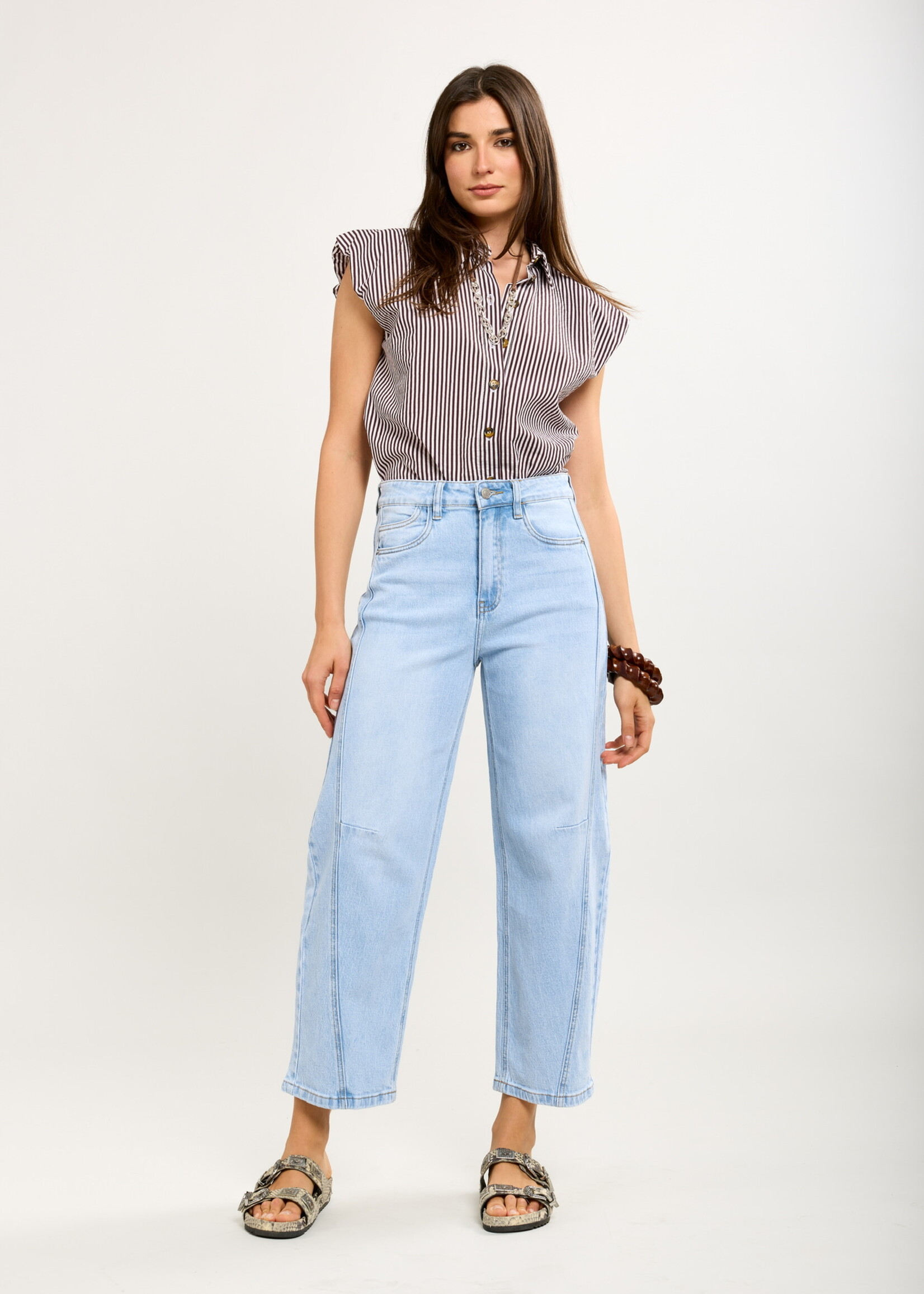 TOXIK3 TOXIK3 JEANS BROEK BALLOON CROPPED DENIM STRETCH