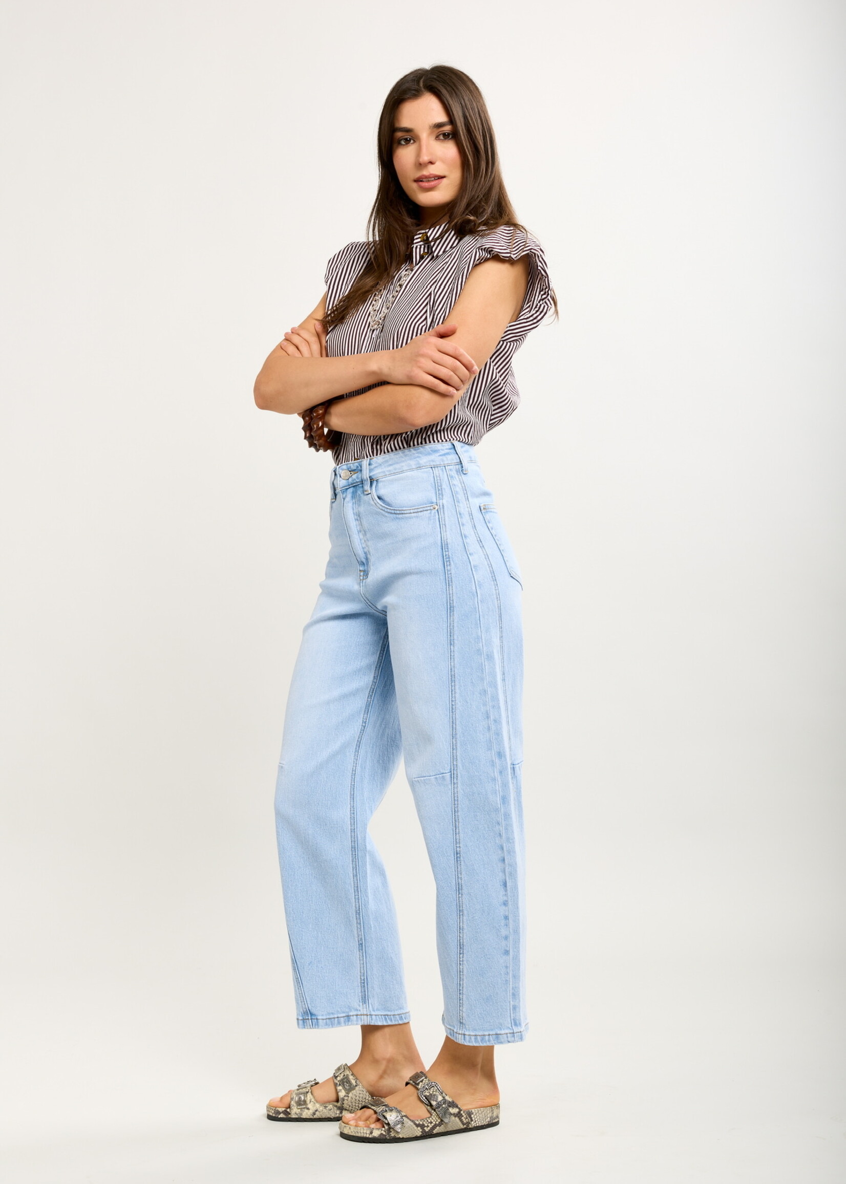 TOXIK3 TOXIK3 PANTALON JEAN BALLOON CROPPED DENIM STRETCH