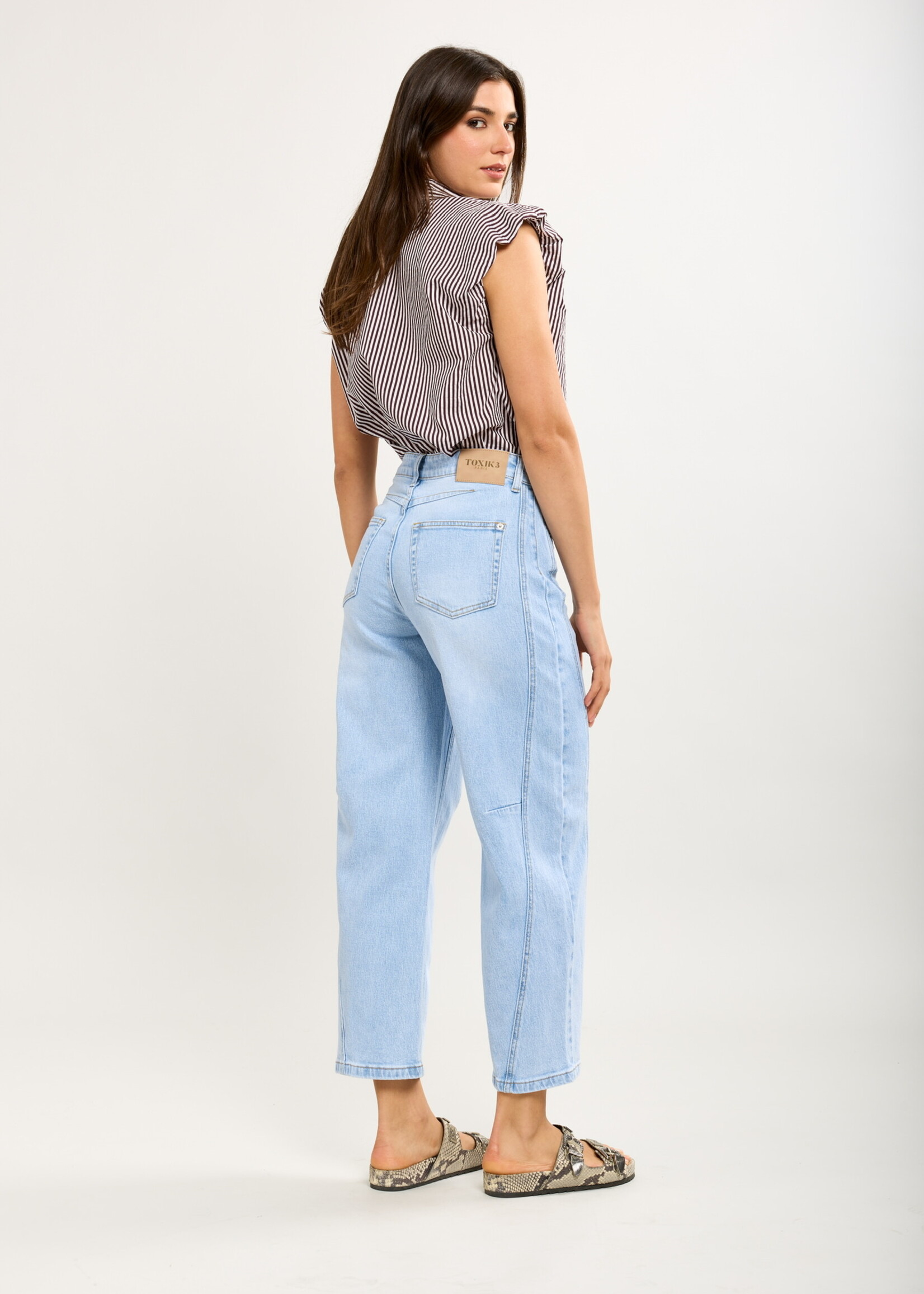 TOXIK3 TOXIK3 PANTALON JEAN BALLOON CROPPED DENIM STRETCH