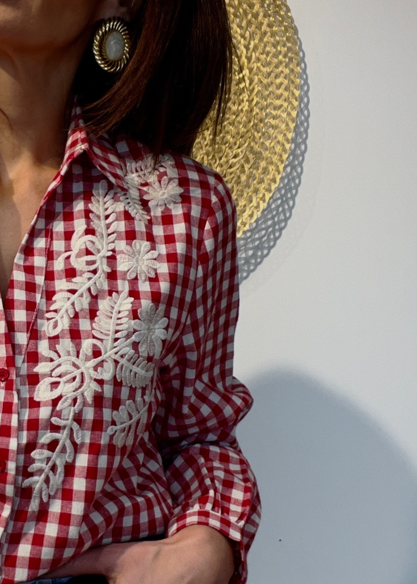 CHEMISE VICHY A BRODERIES