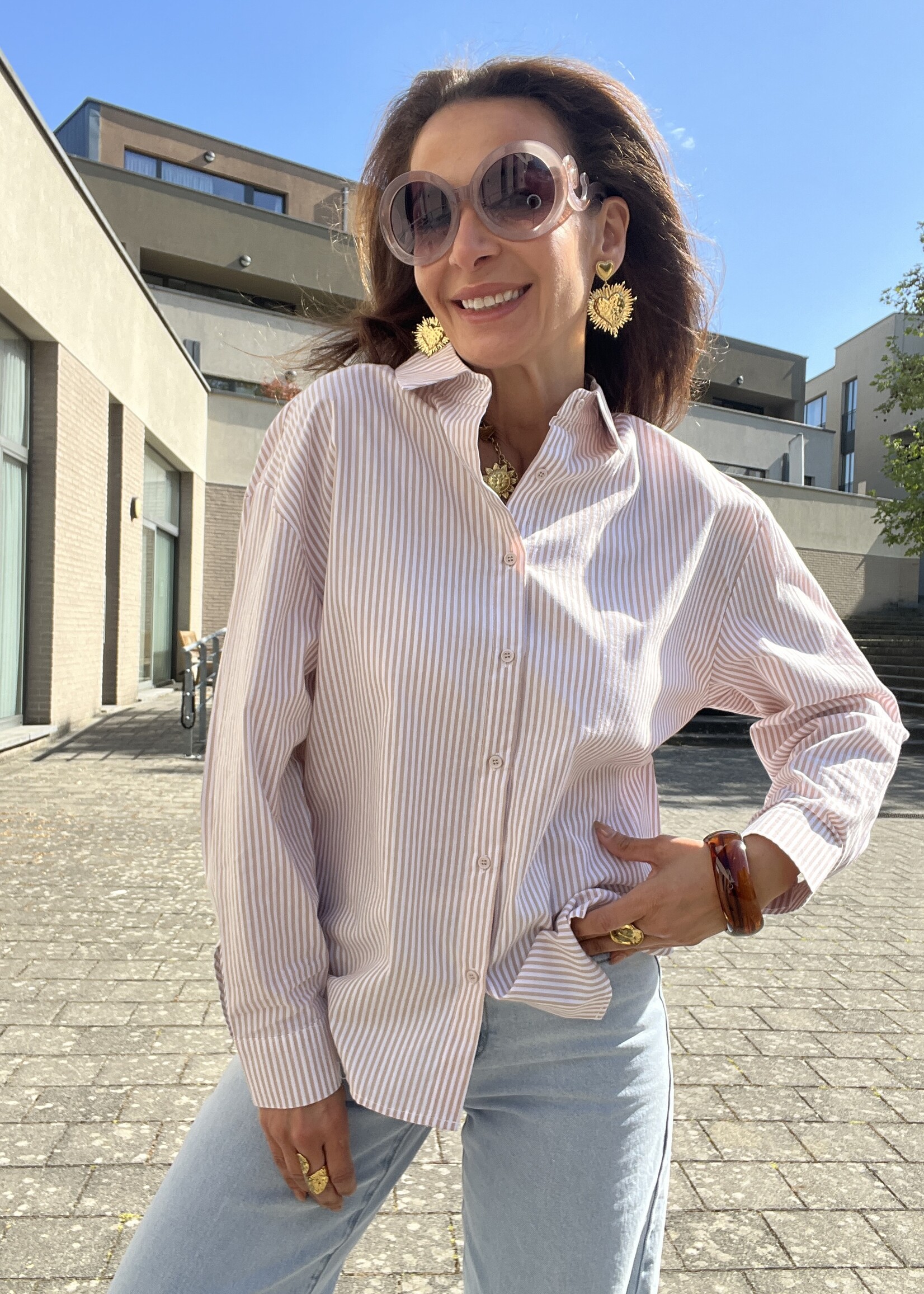 GESTREEPTE OVERSIZED HEMD