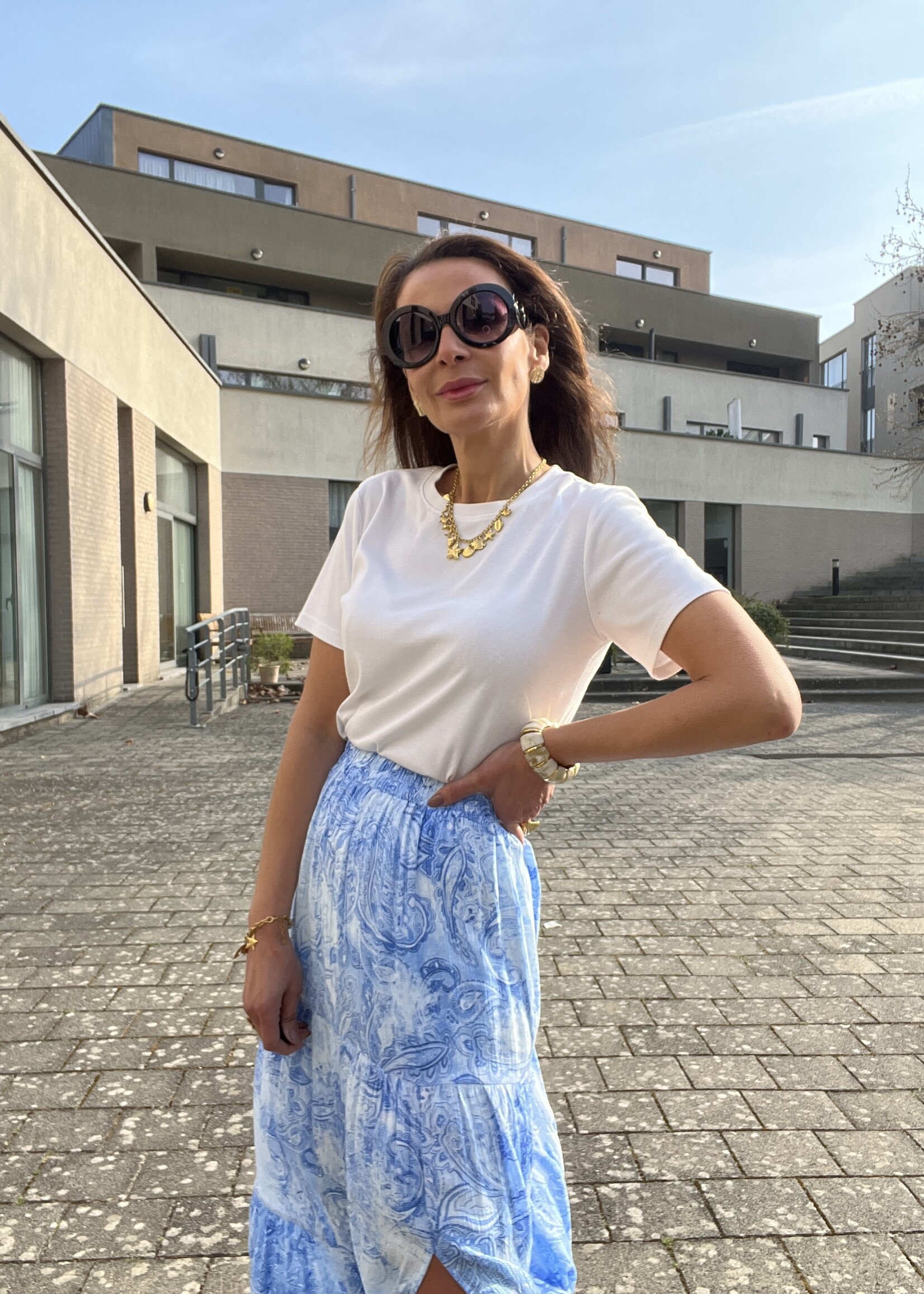 JUPE LONGUE IMPRIMÉS PASCHMINA BLEU