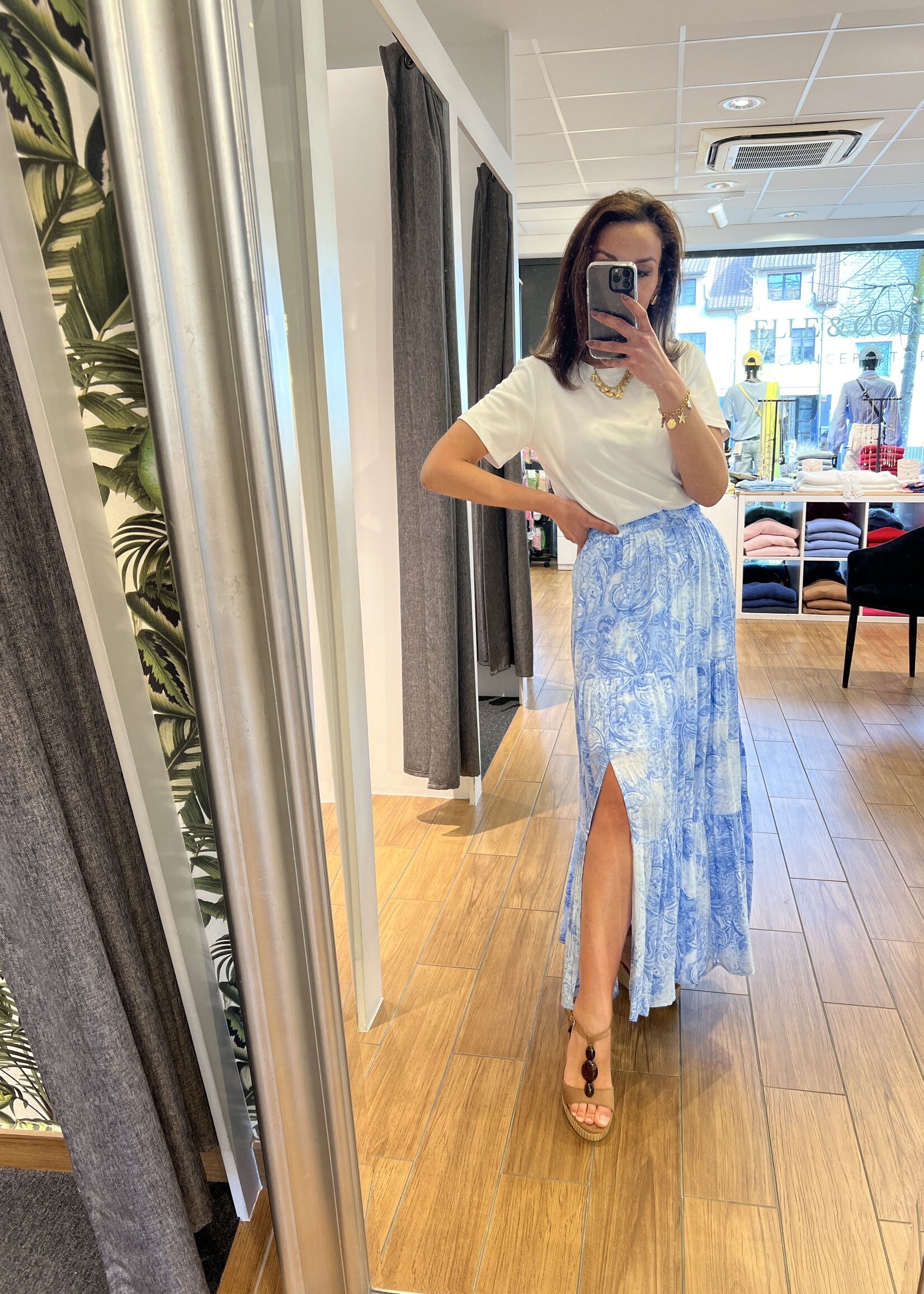JUPE LONGUE IMPRIMÉS PASCHMINA BLEU