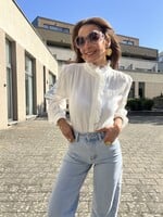 CHEMISE COL MAO-GAZE DE COTON-BRODERIE