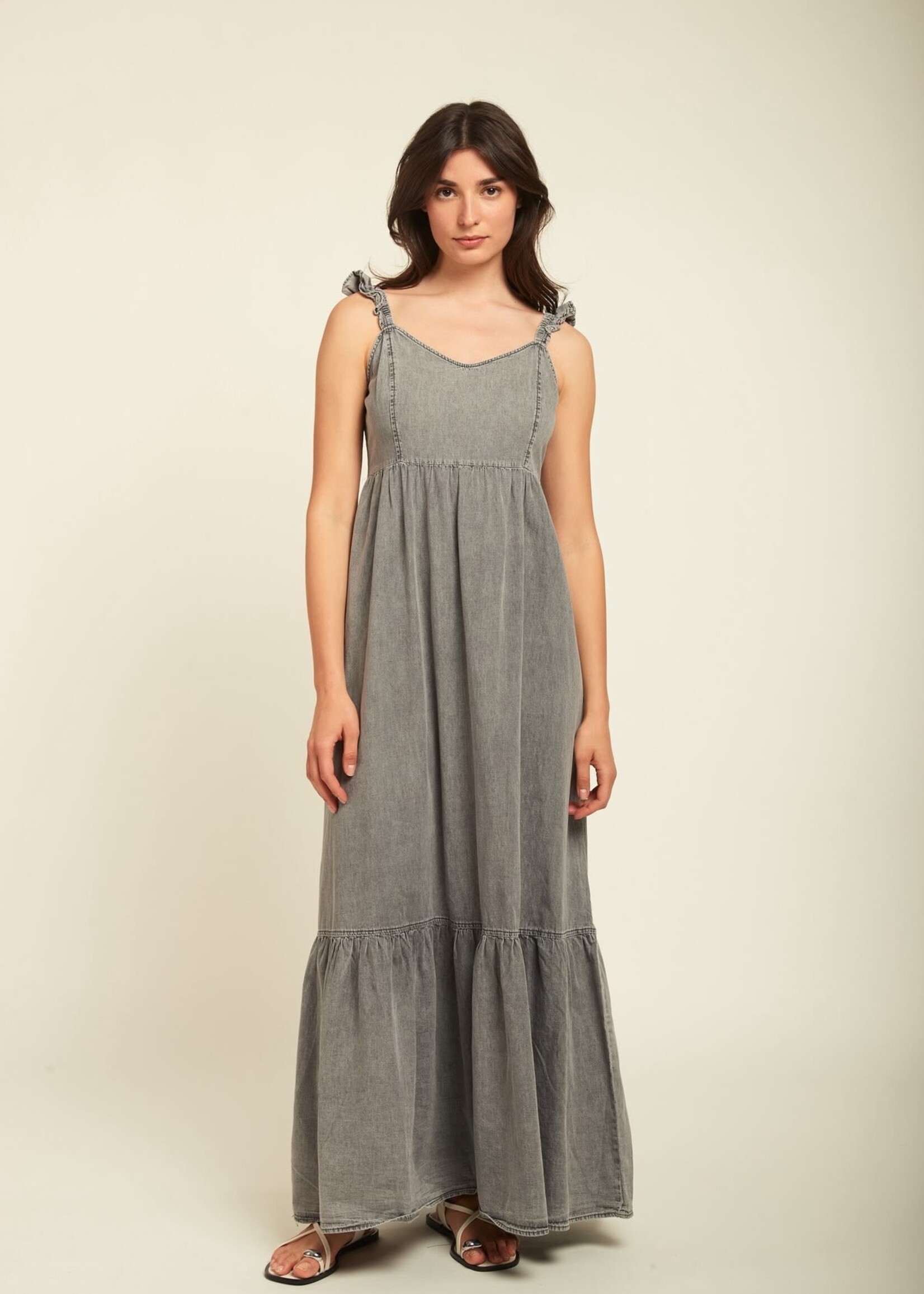 TOXIK3 Robe Longue en Denim Hardy 100% Coton - TOXIK3