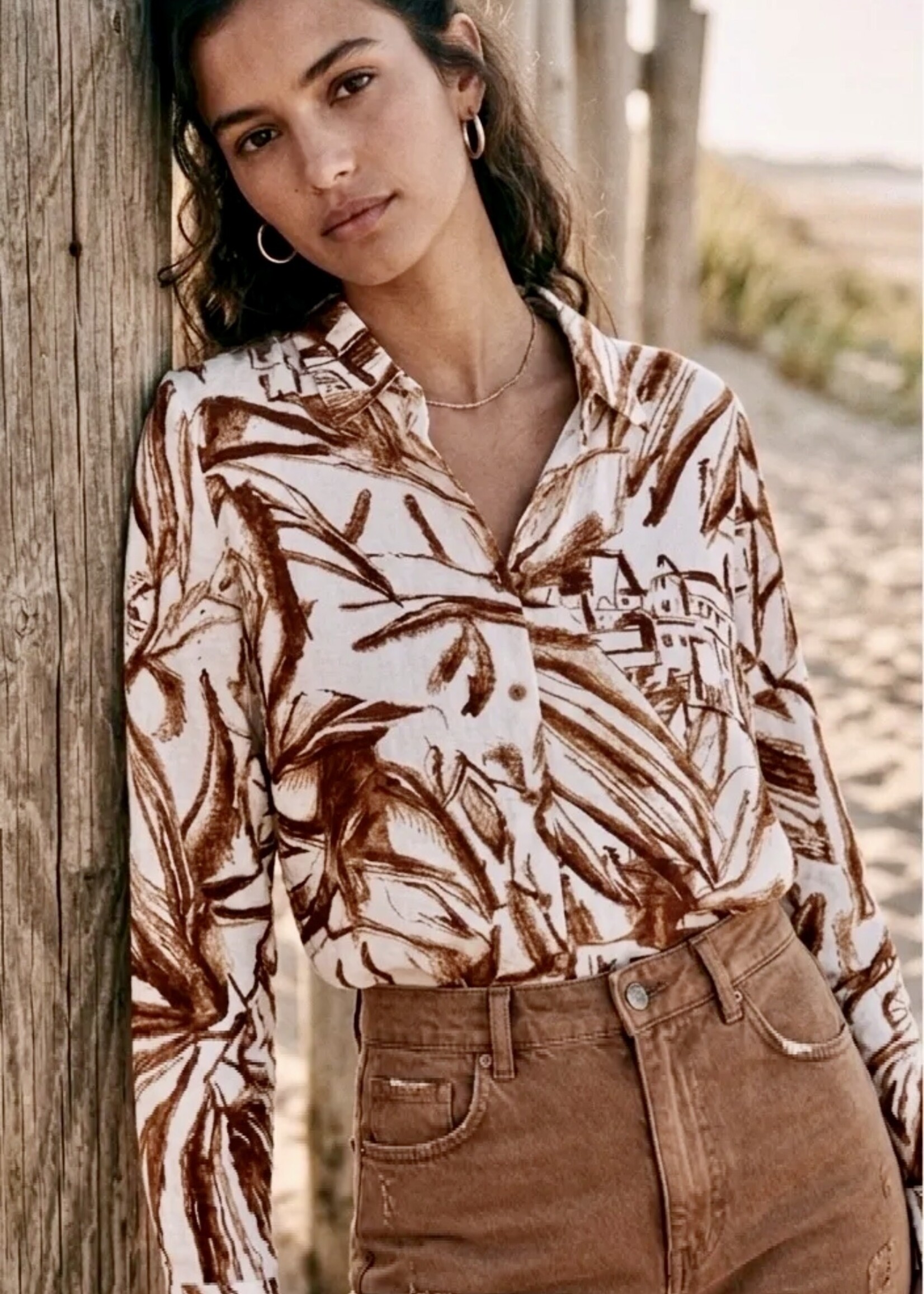 Chemise en coton imprimé terracotta – Coupe fluide – 100% coton