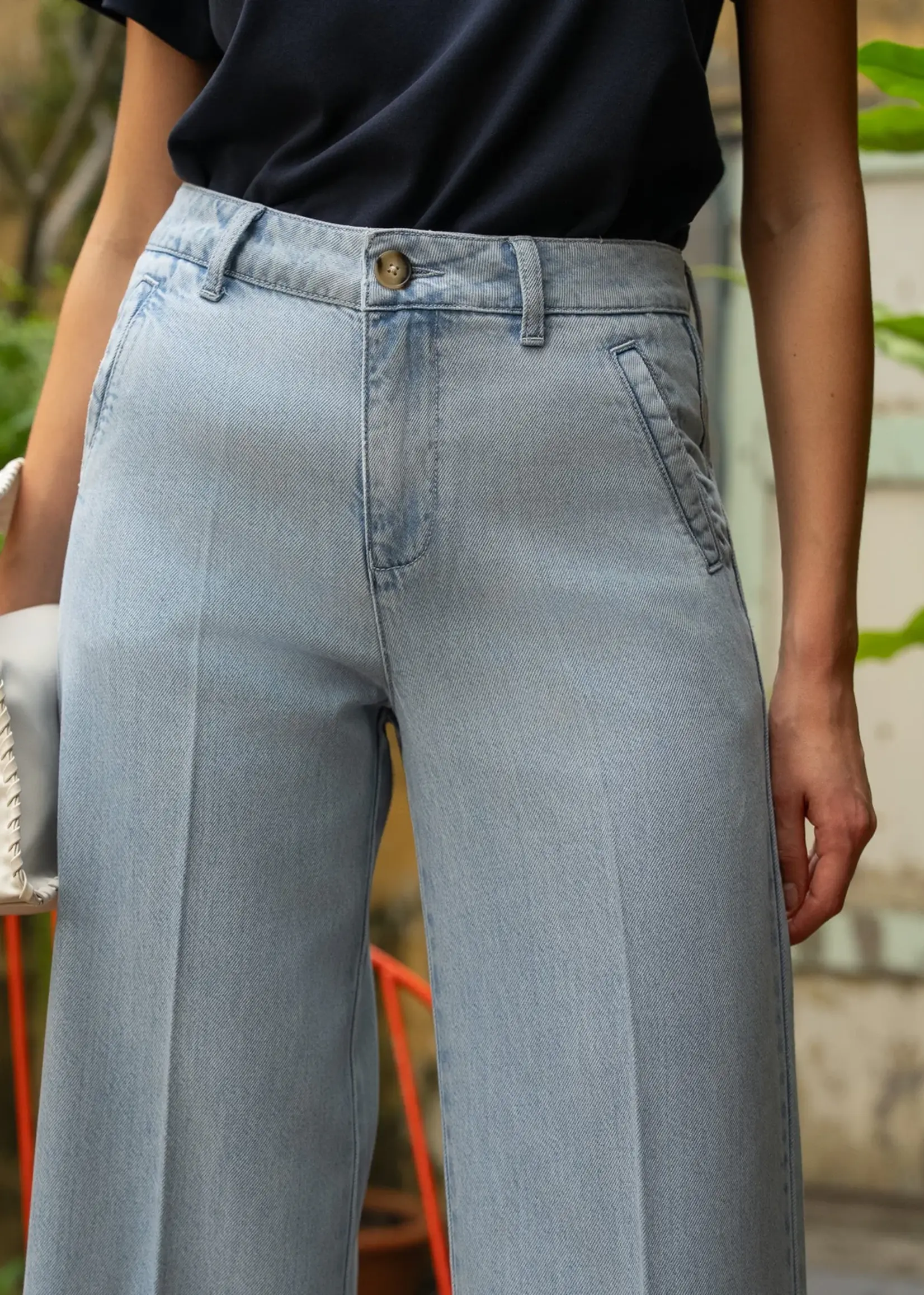 ORAIJE Jean Eleonorette Wide – Taille haute – Coton & Lyocell