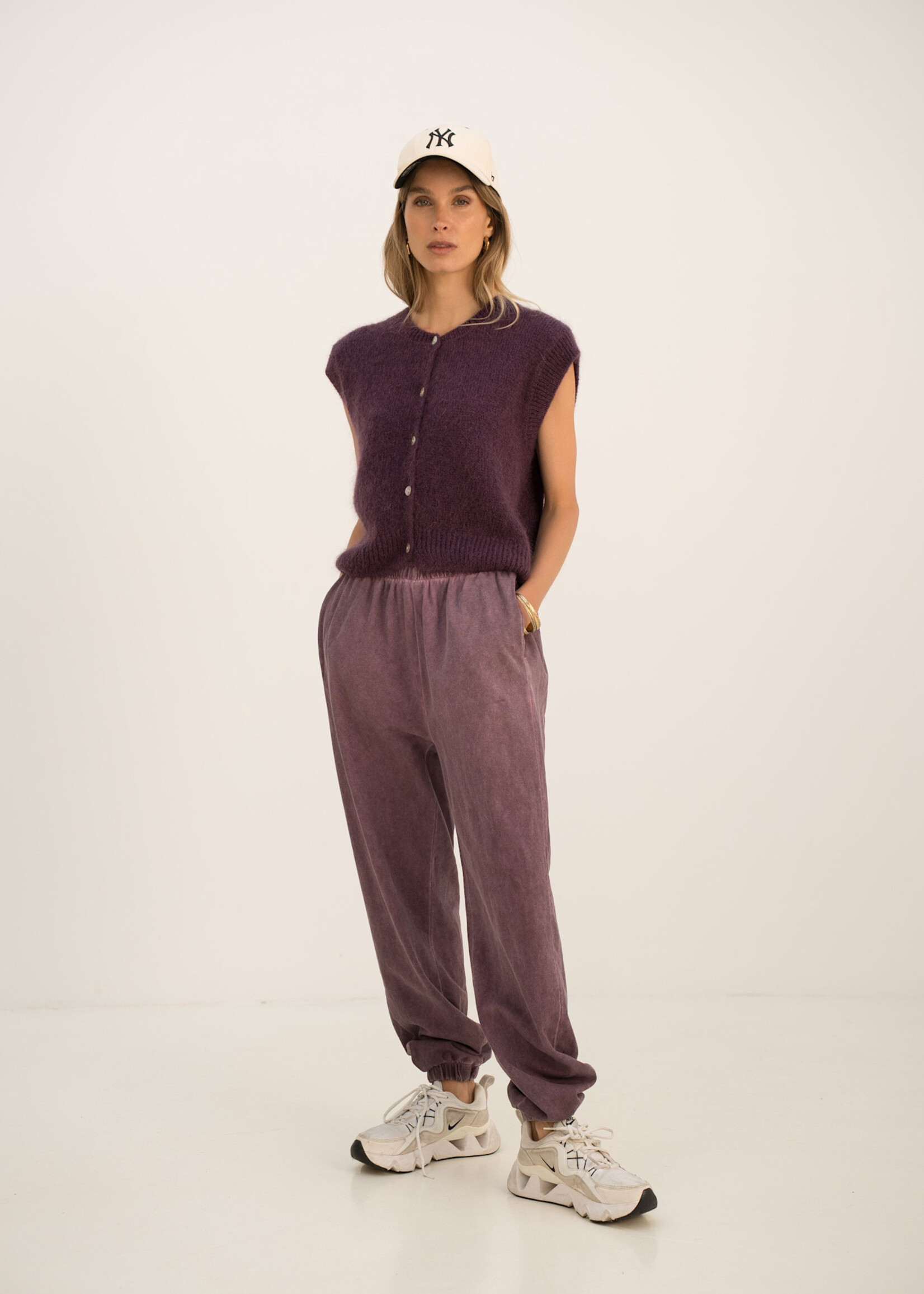Gilet sans manches en maille mohair à boutons