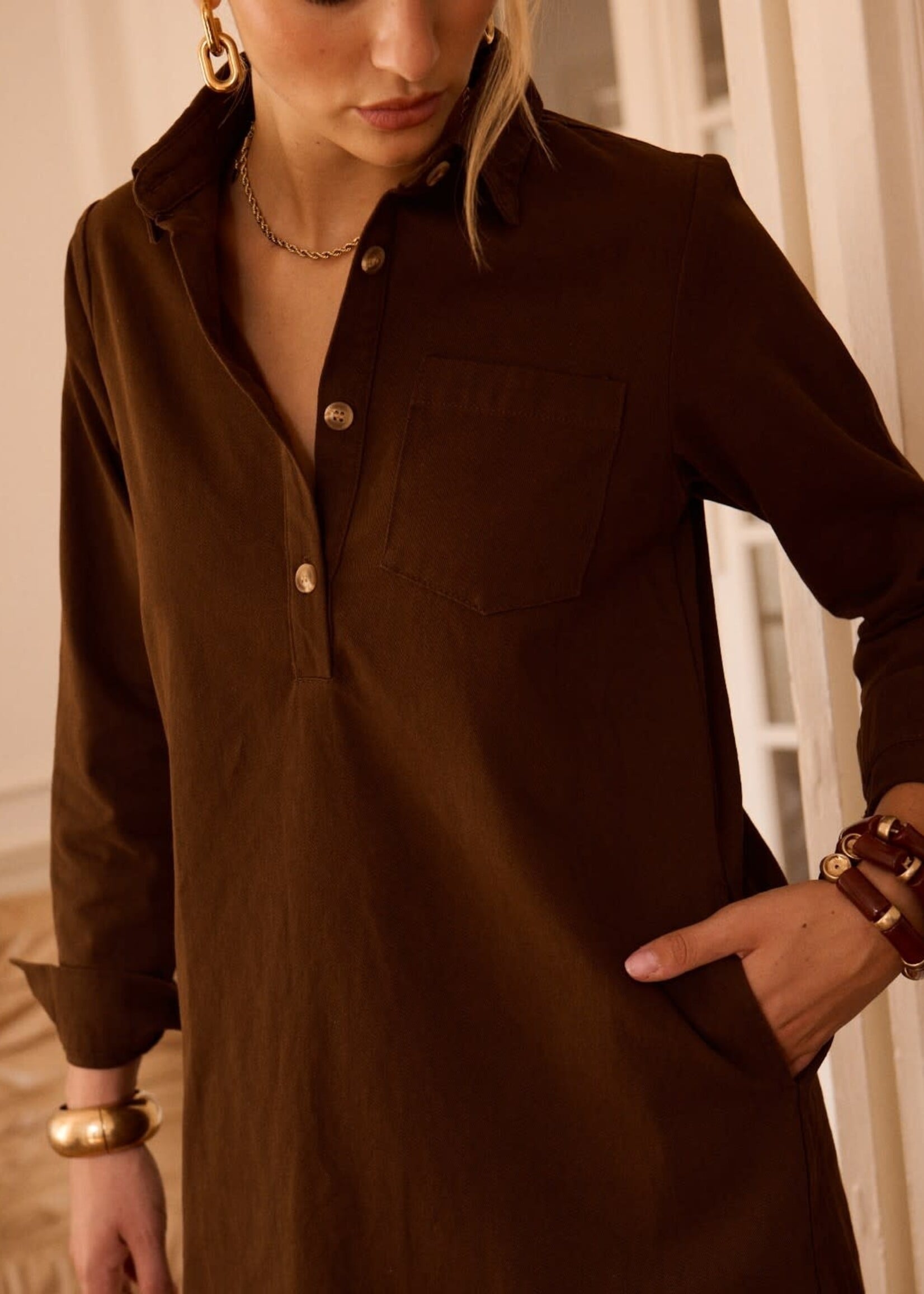 Robe coton manches longues