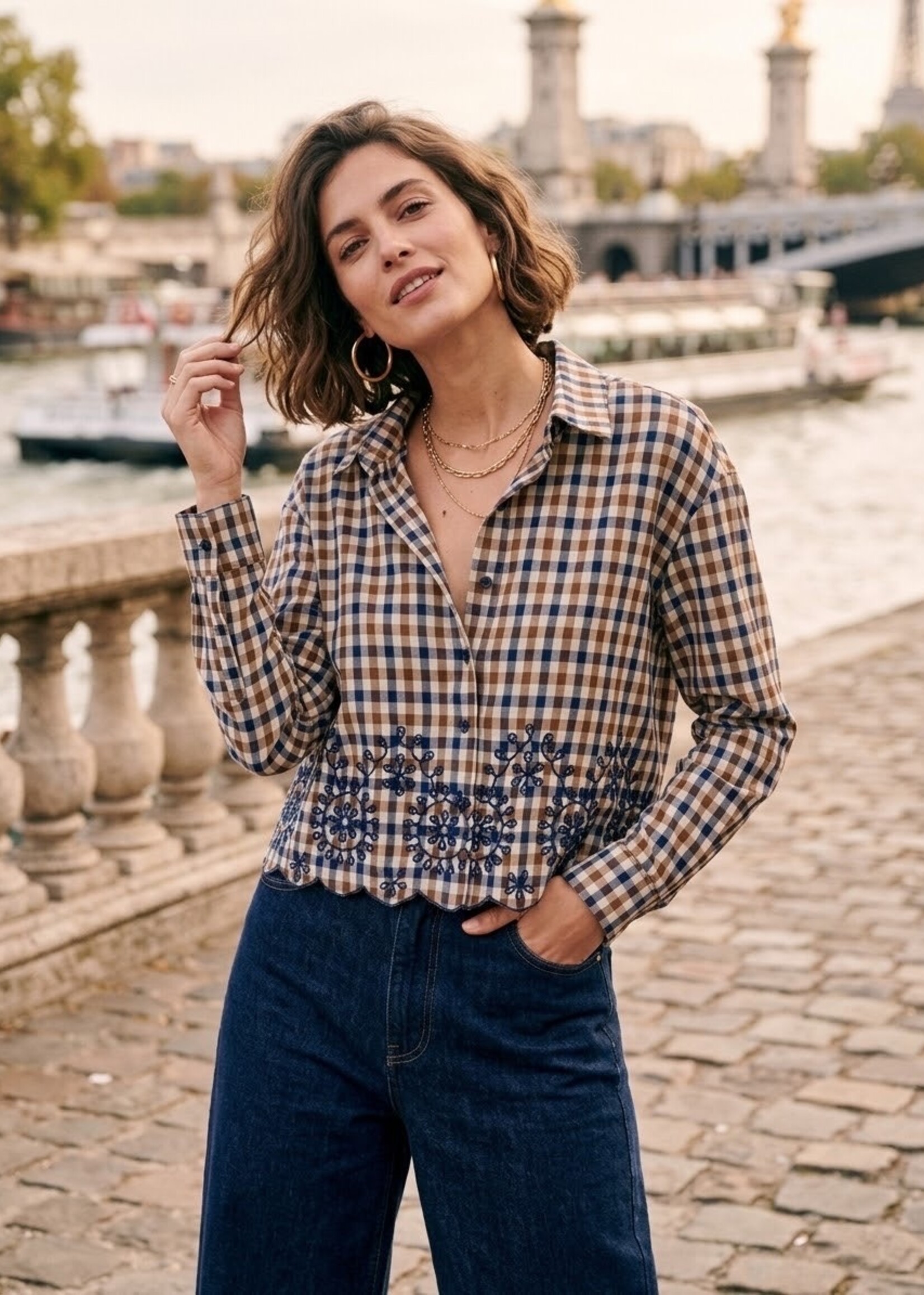 Blouse met vichyruitjes