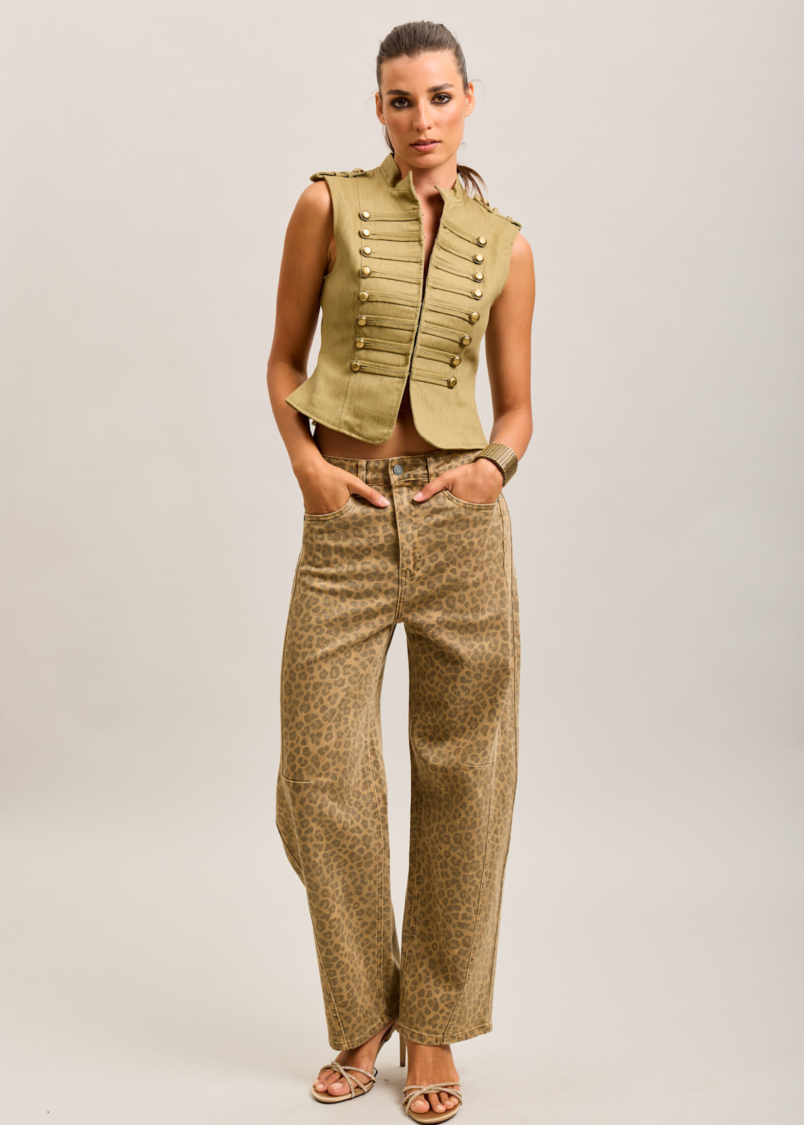 TOXIK3 Bedrukte balloon jeans in stretchdenim – Trendy pasvorm - luipaard