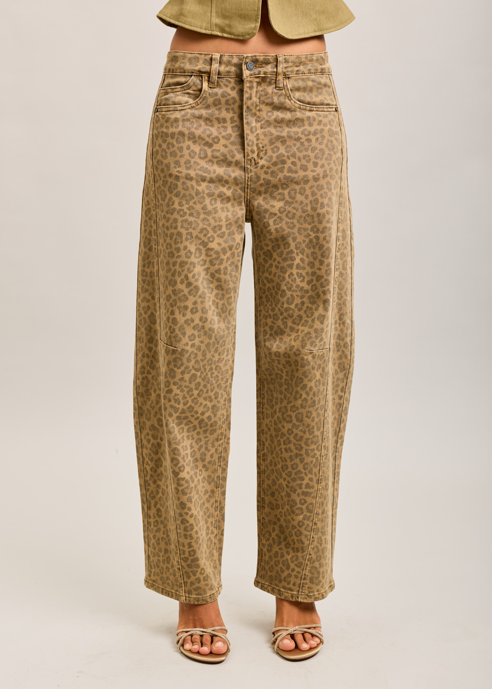 TOXIK3 Bedrukte balloon jeans in stretchdenim – Trendy pasvorm - luipaard