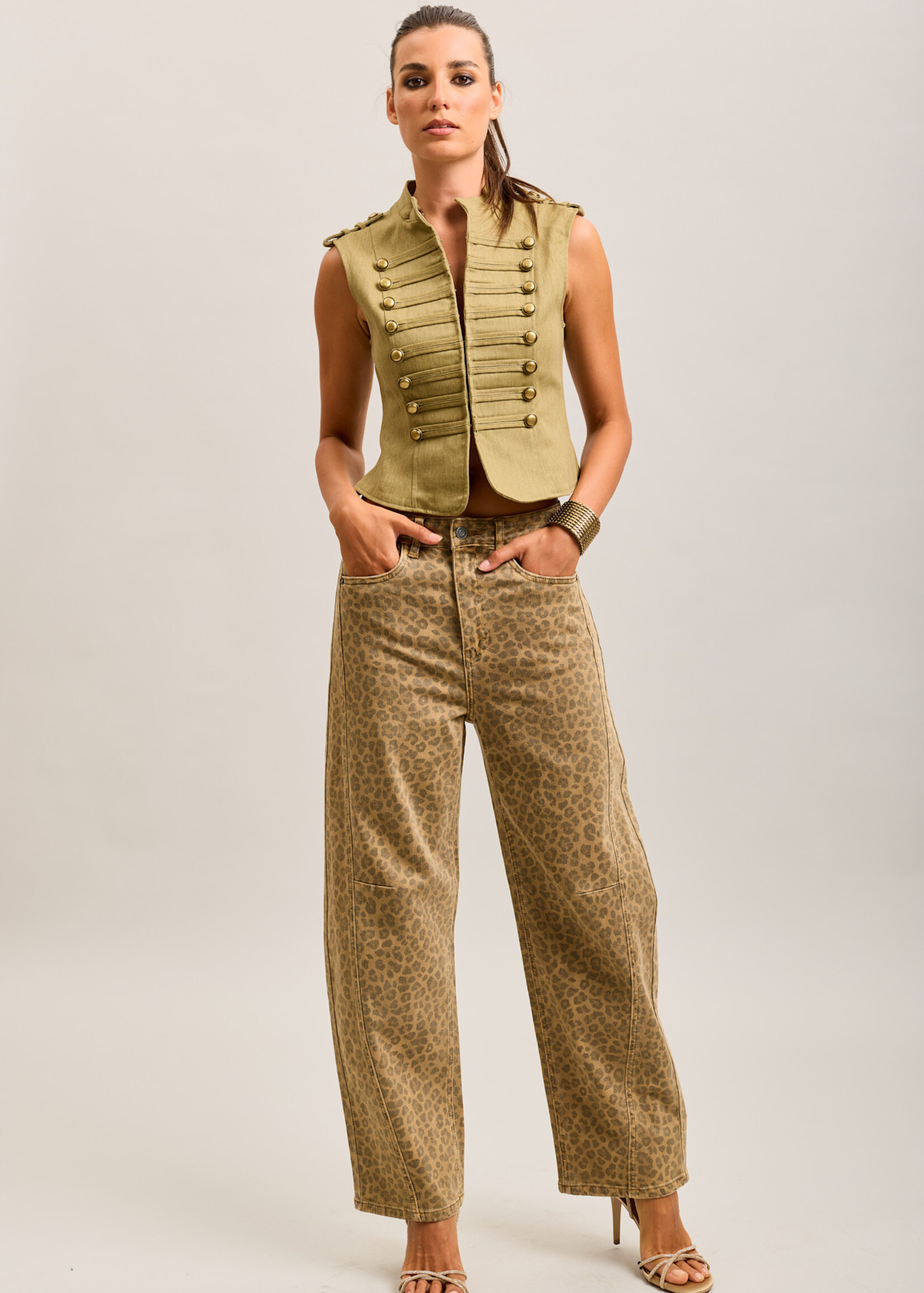 TOXIK3 Bedrukte balloon jeans in stretchdenim – Trendy pasvorm - luipaard