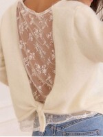 Pull écru à dentelle dans le dos – taille unique