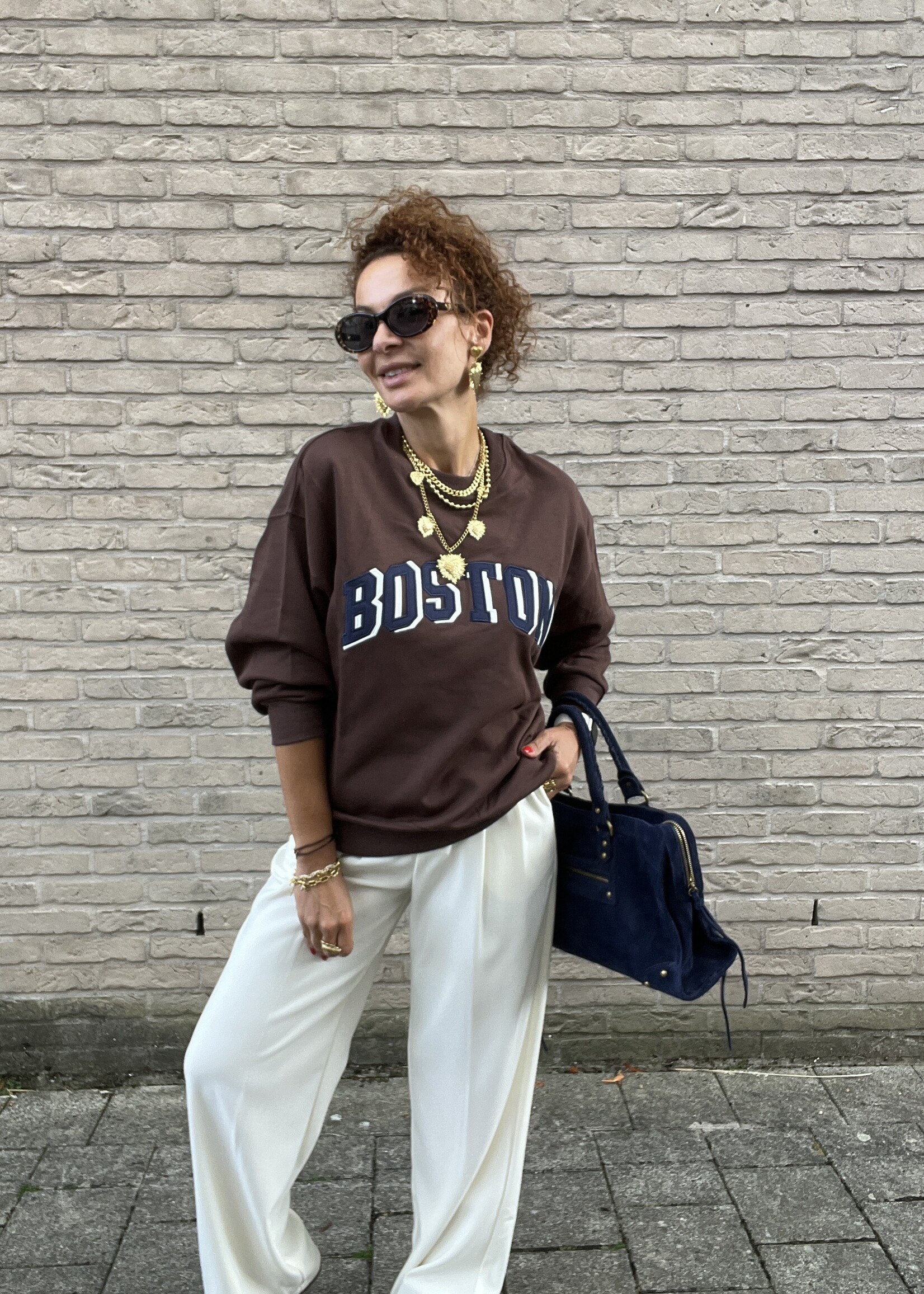 Chocoladebruine sweater / boston - one size