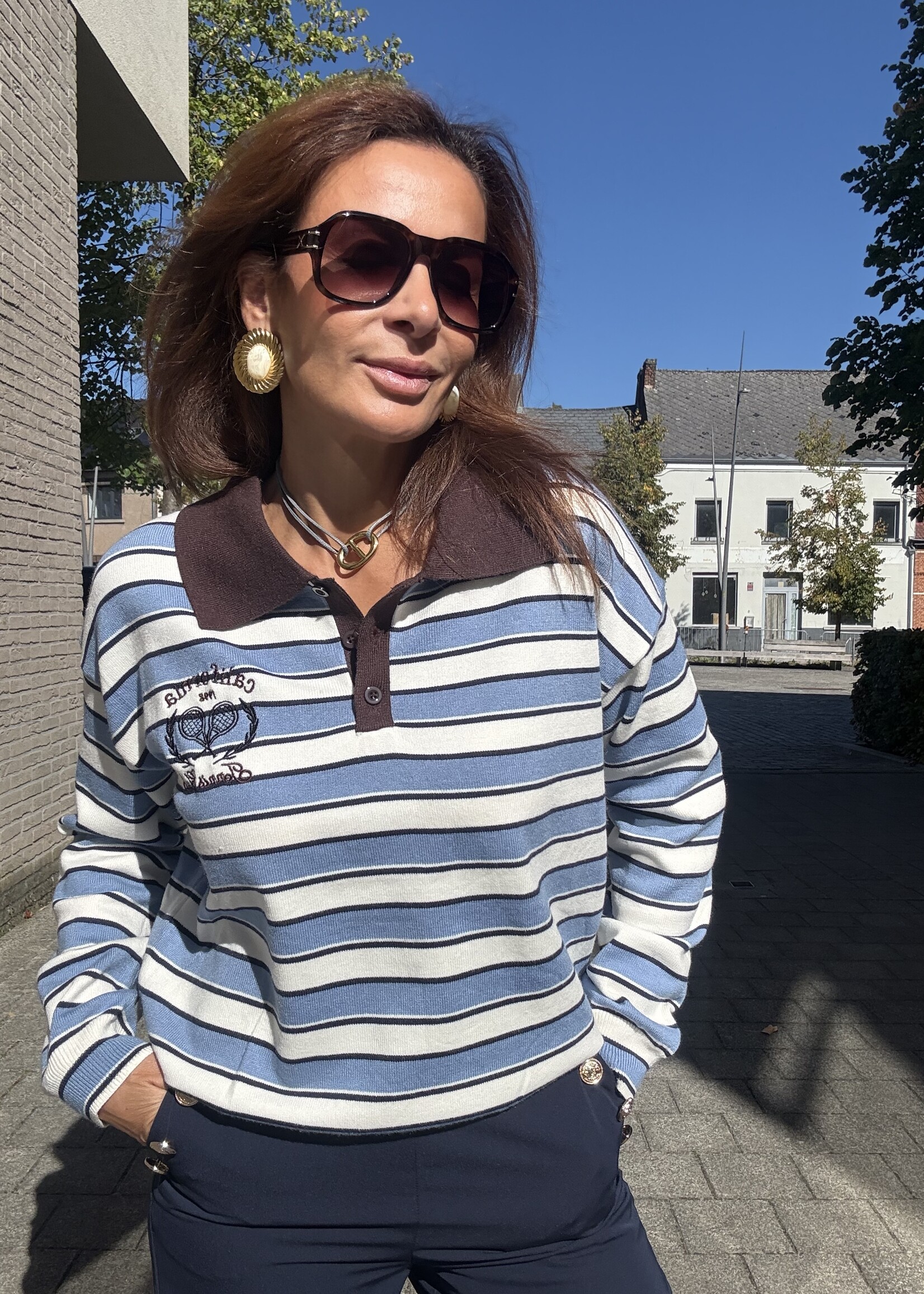 Polo à rayures – manches longues