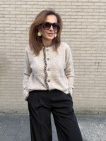 Gilet taupe à col léopard – taille unique