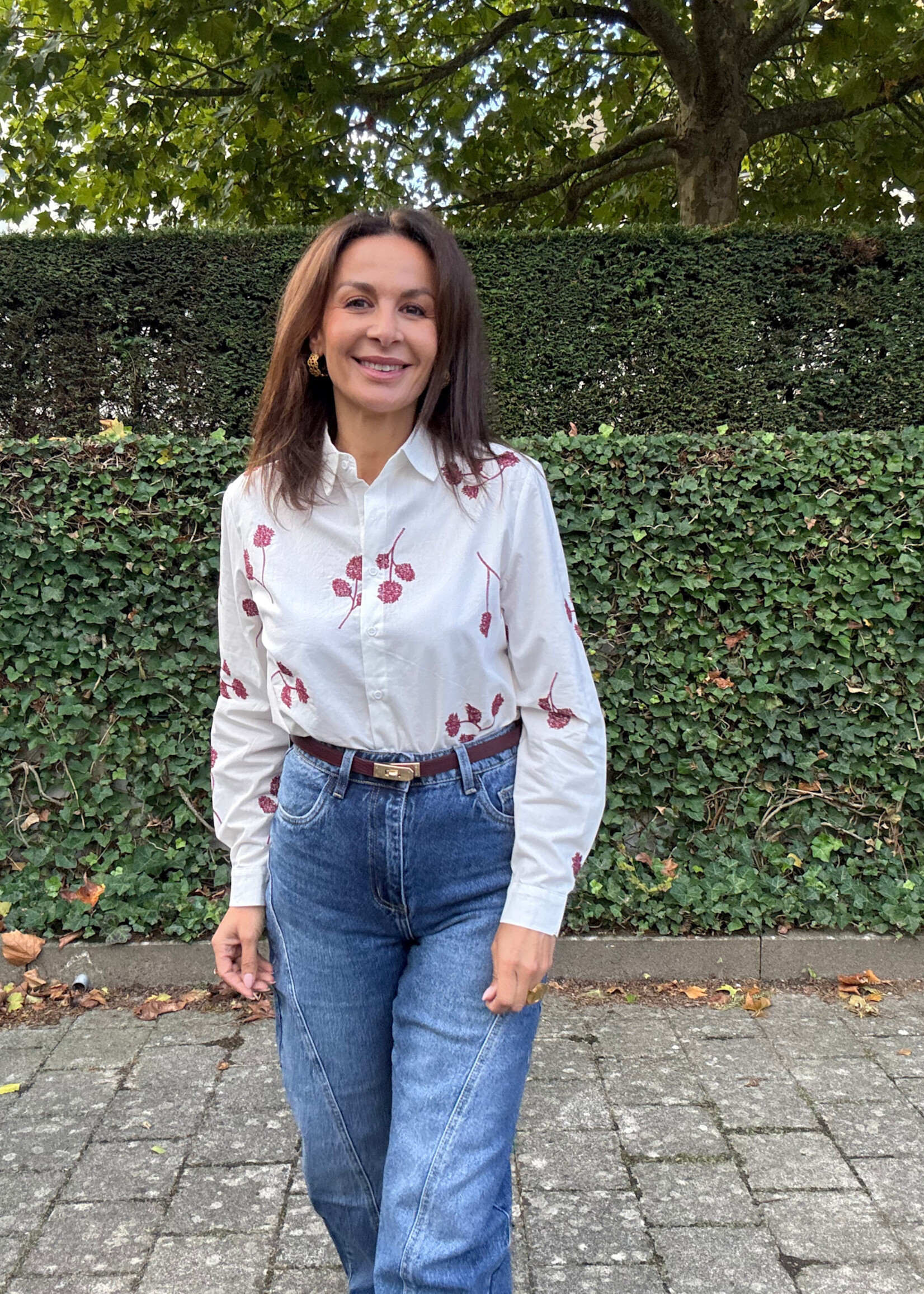 Blouse met takjesborduursel