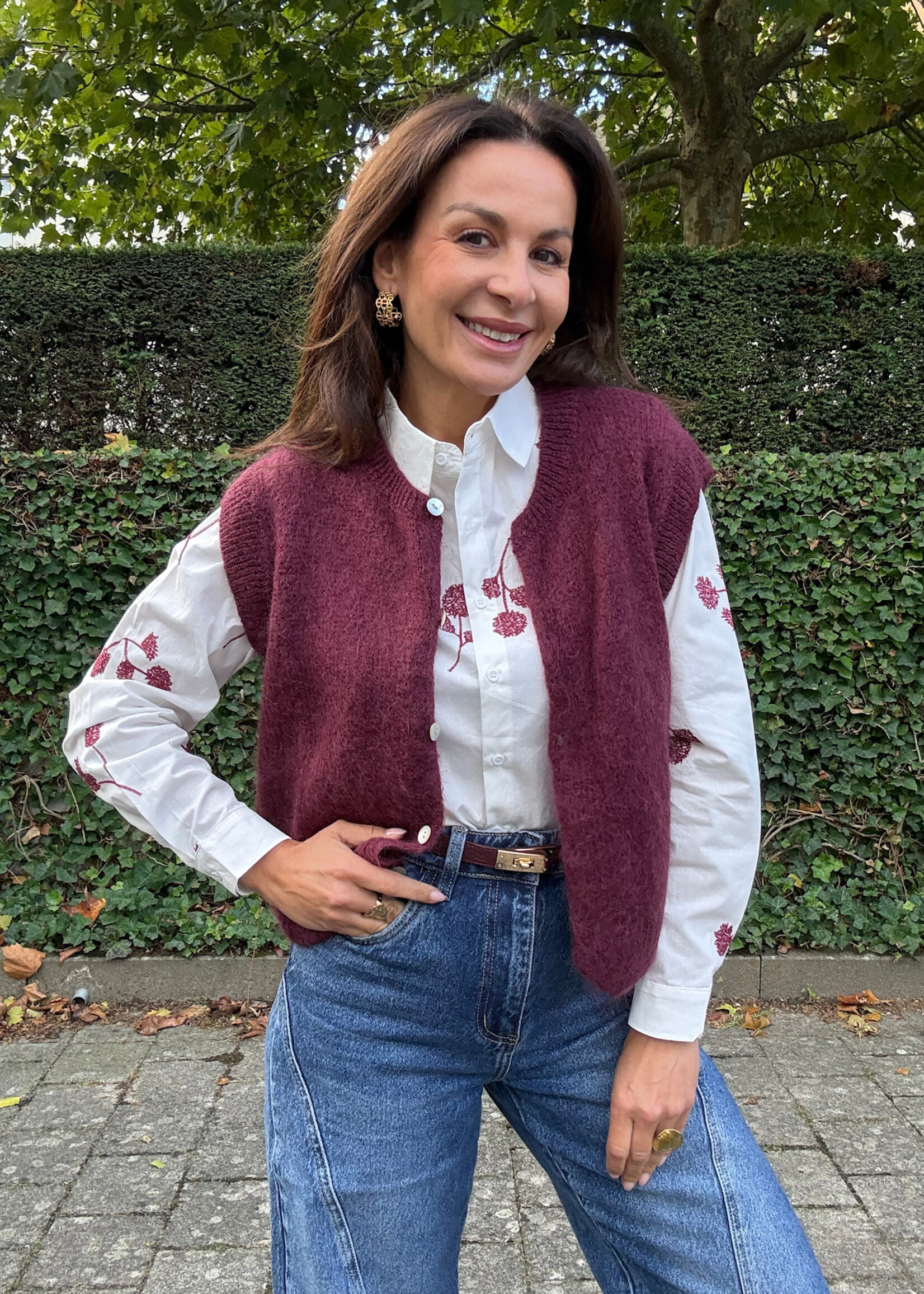 Blouse met takjesborduursel