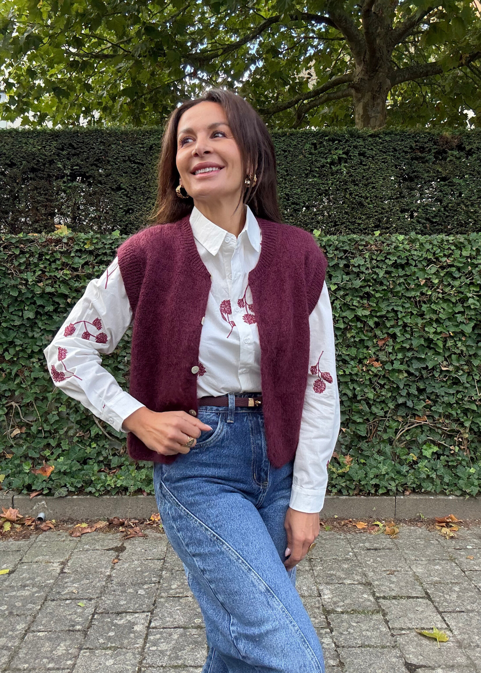 Blouse met takjesborduursel