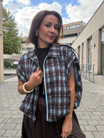 Veste sans manches à carreaux chocolat - taille unique