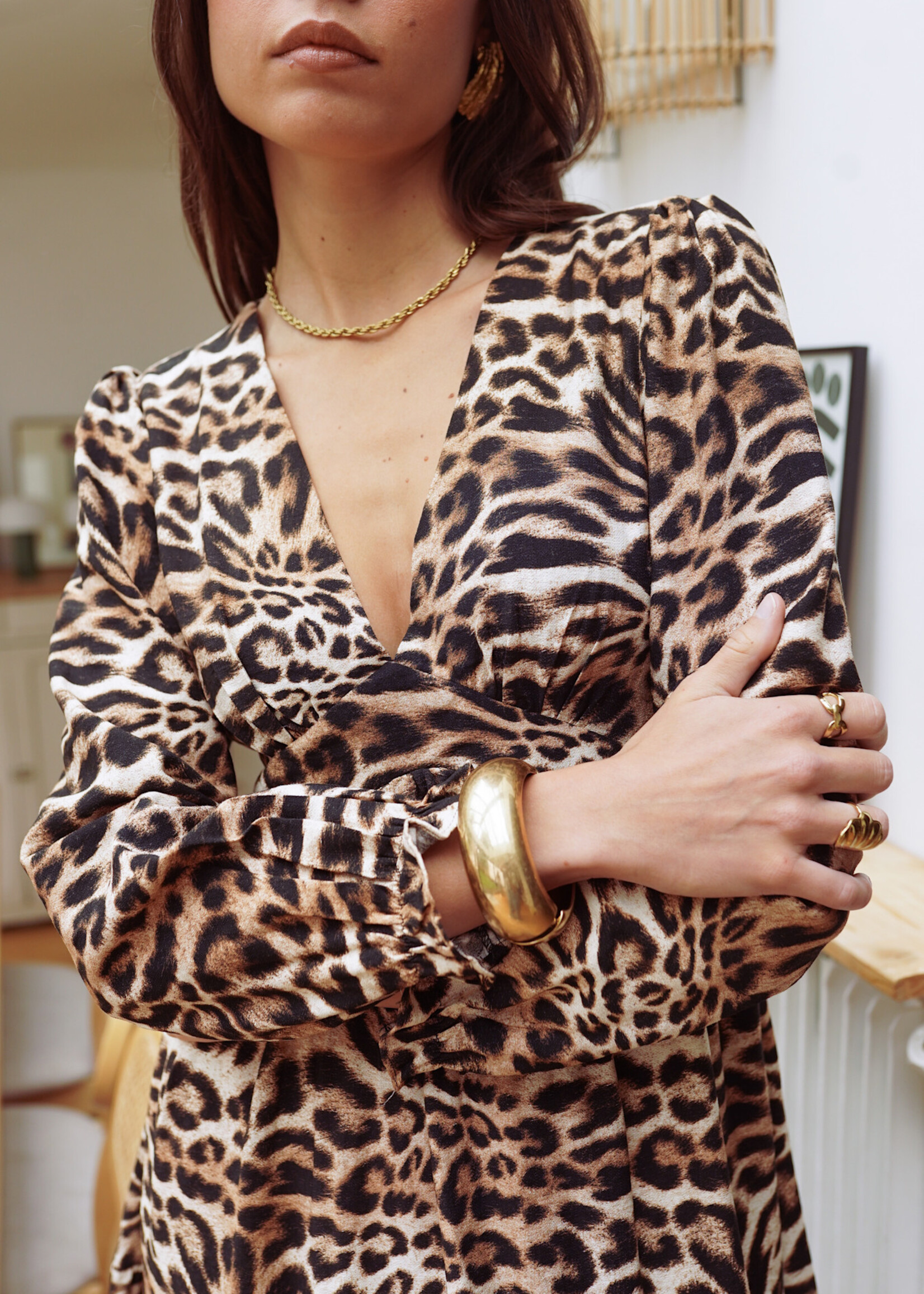 Robe cintrée à imprimé léopard