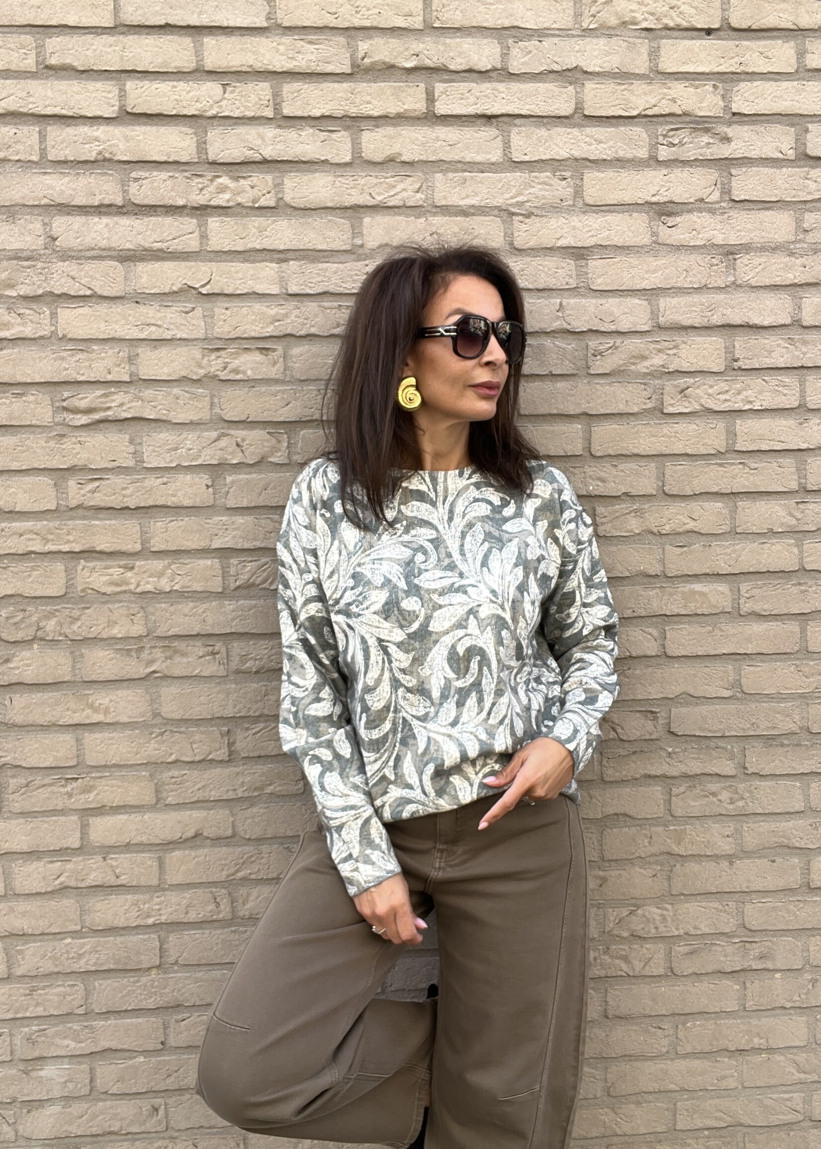 Pull à motifs et col rond – taille unique