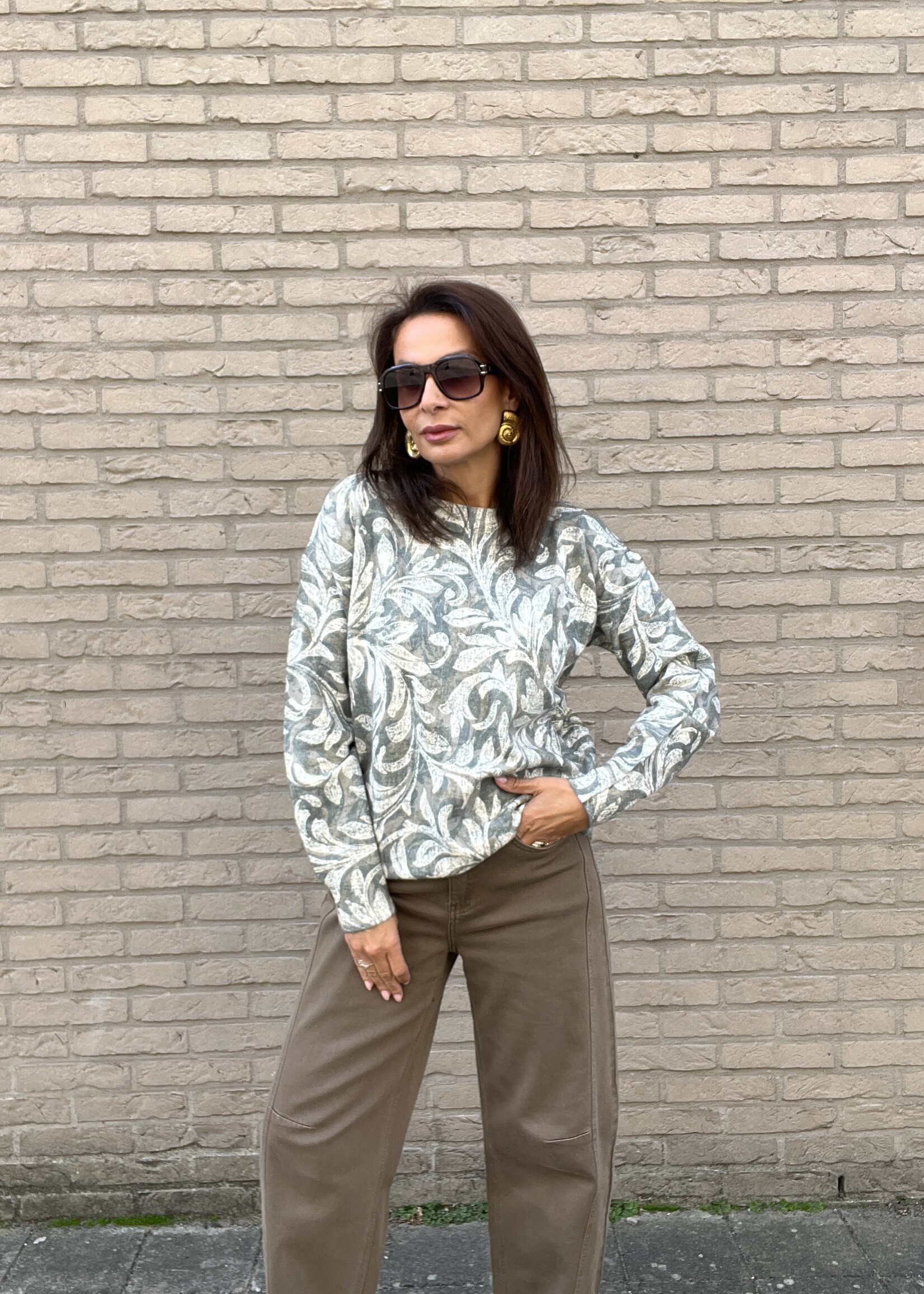Pull à motifs et col rond – taille unique
