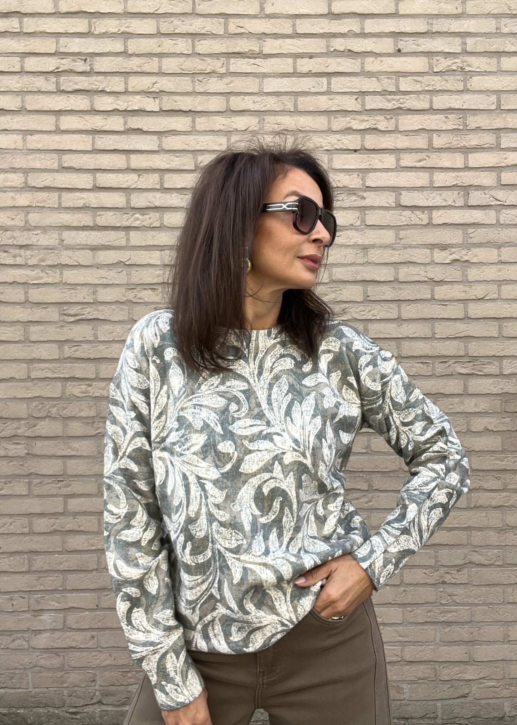 Pull à motifs et col rond – taille unique