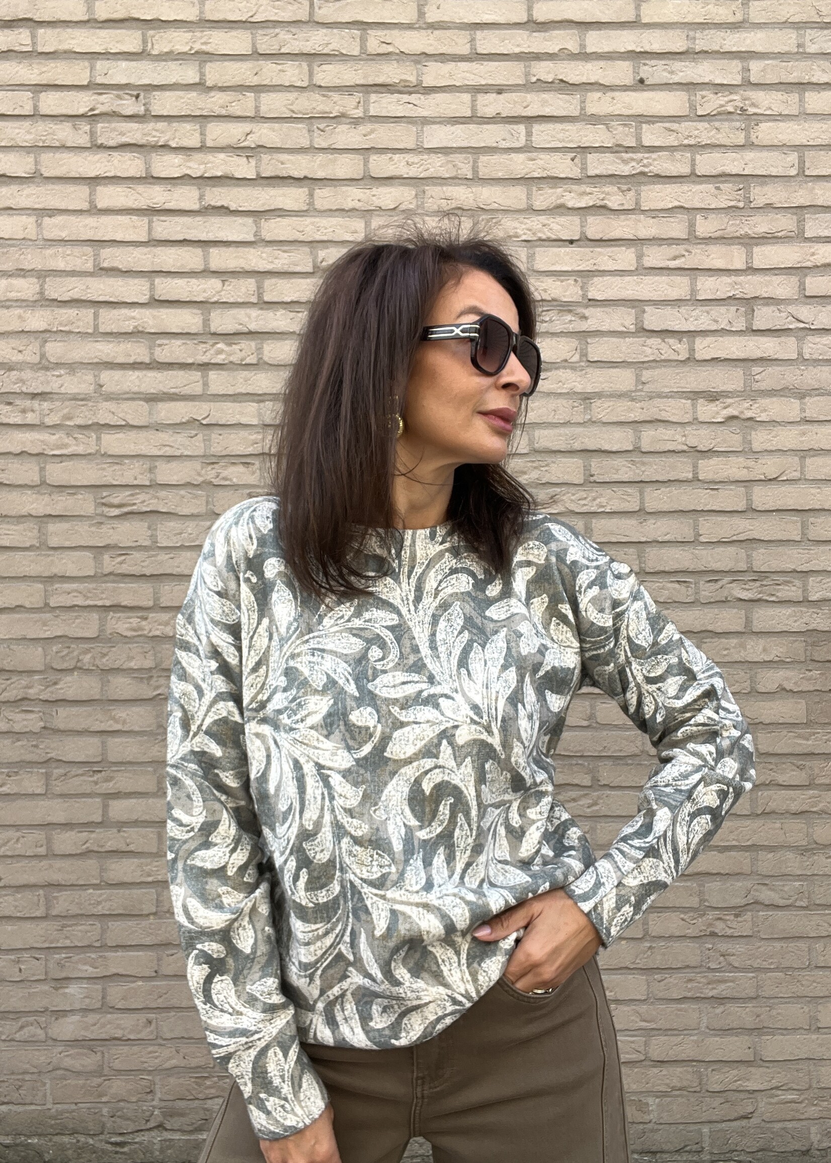 Trui met motief en ronde hals – one size