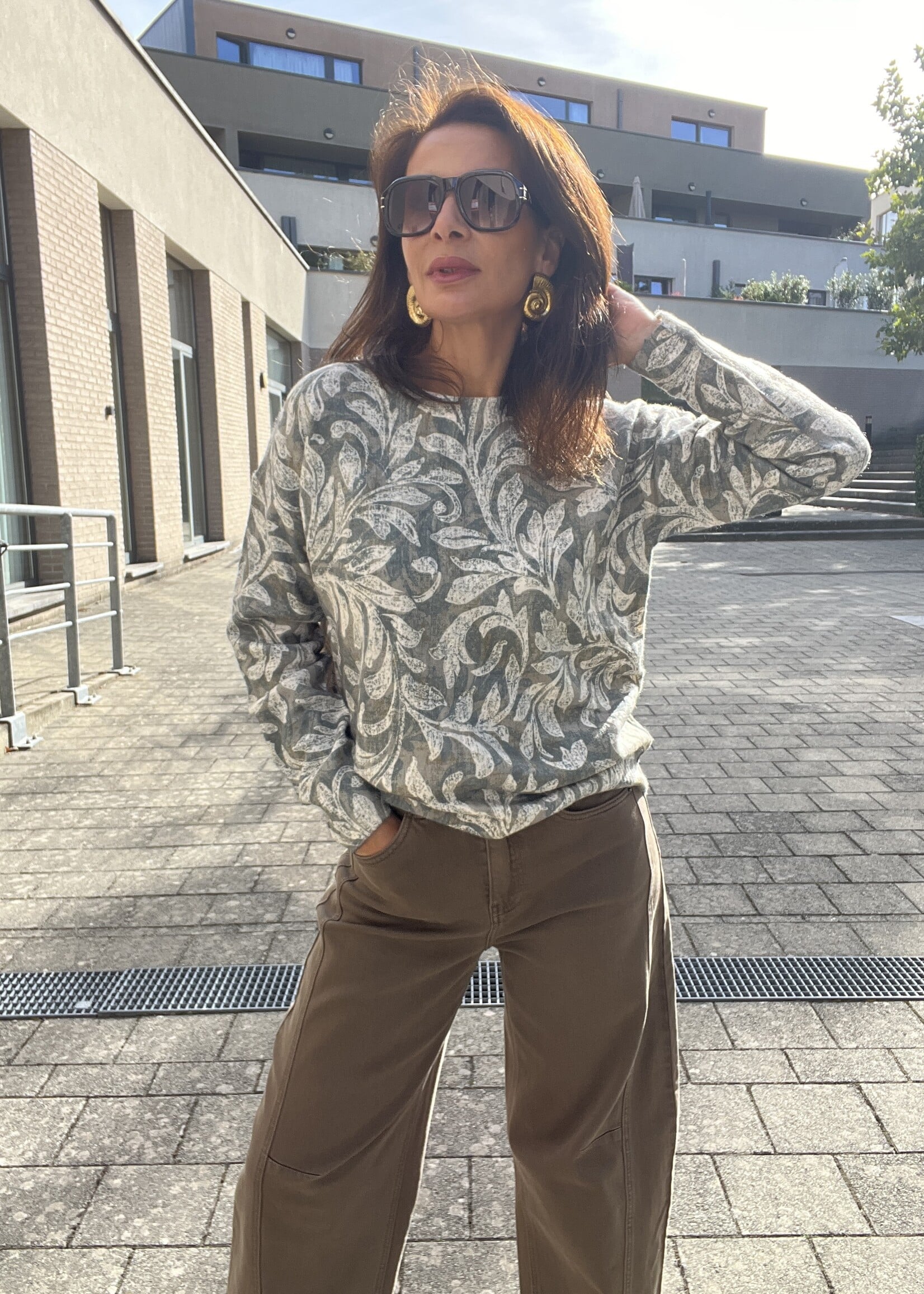 Pull à motifs et col rond – taille unique