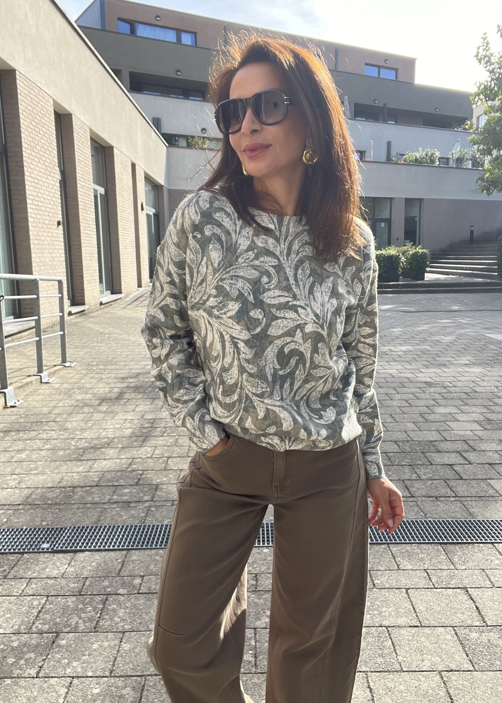 Pull à motifs et col rond – taille unique