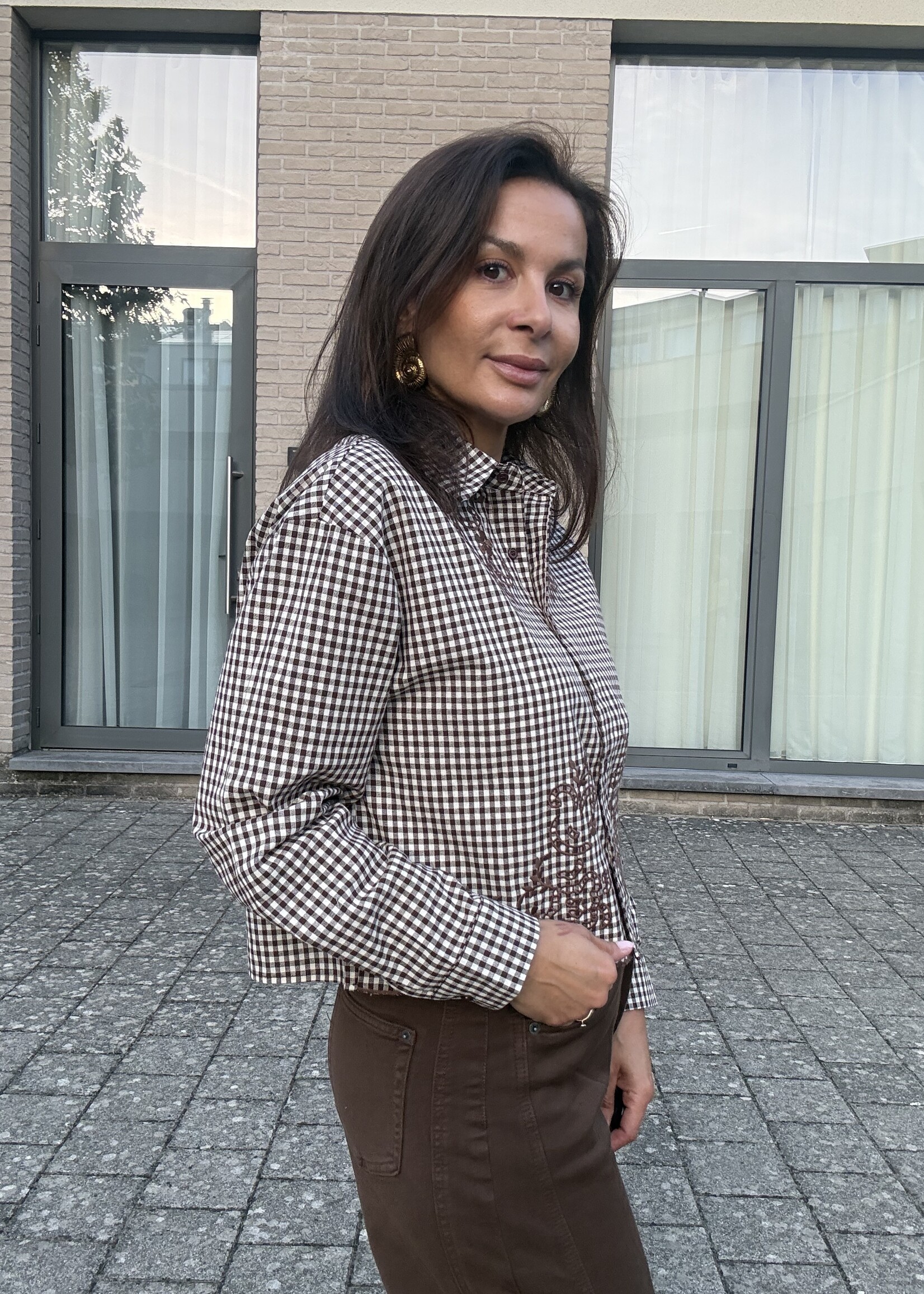 Chemise courte à carreaux vichy