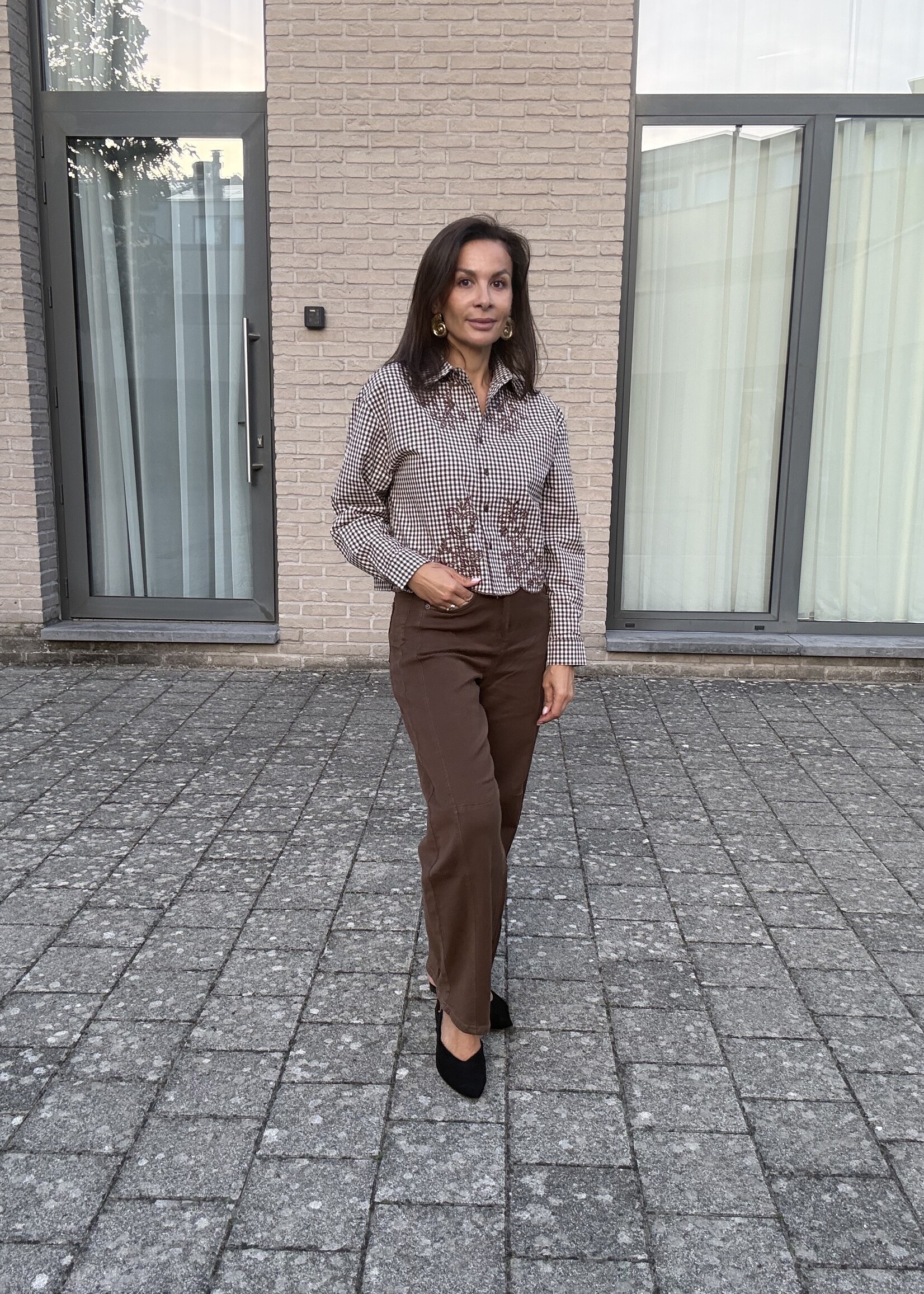 Chemise courte à carreaux vichy