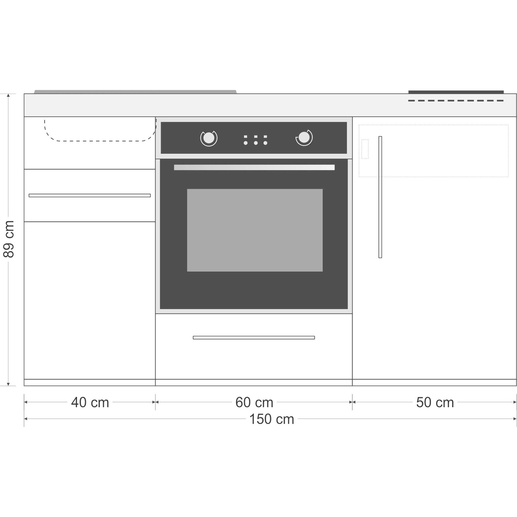 Kitchenette ELB150 met koelkast en oven