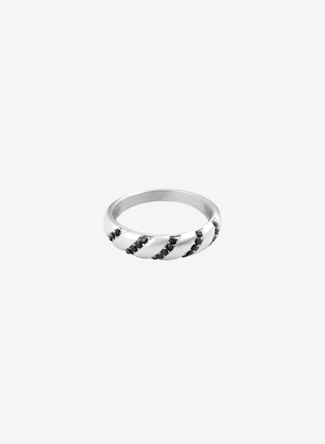 Ring zwarte swirl zilver