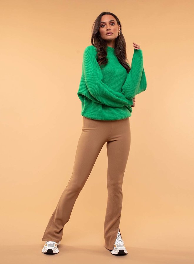 Flared split broek camel