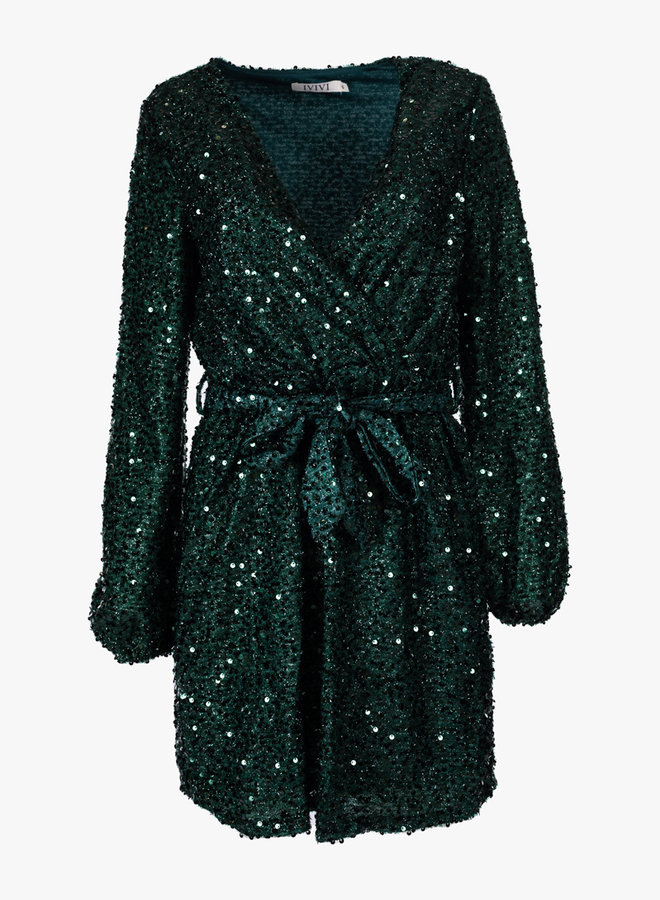 Glitter jurk met pailletten groen
